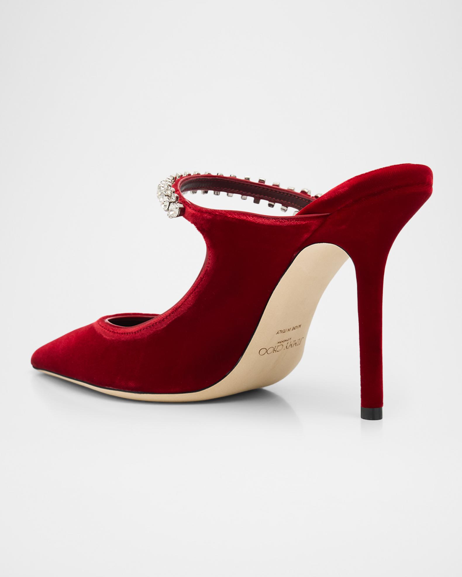 Jimmy Choo 100mm Bing Embellished Velvet Mule Pumps | Neiman Marcus