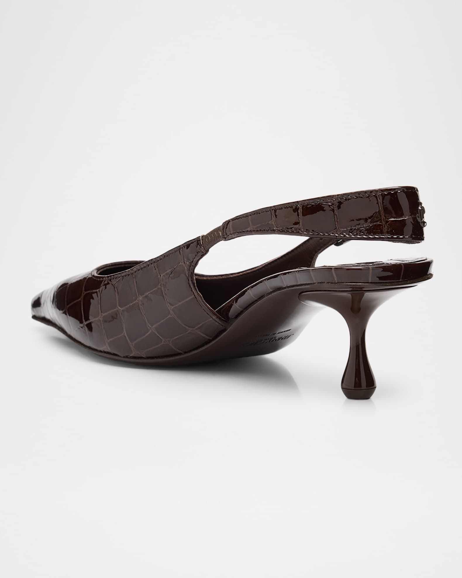 Jimmy Choo 50mm Amel Shiny Croc-Embossed Leather Slingback Pumps