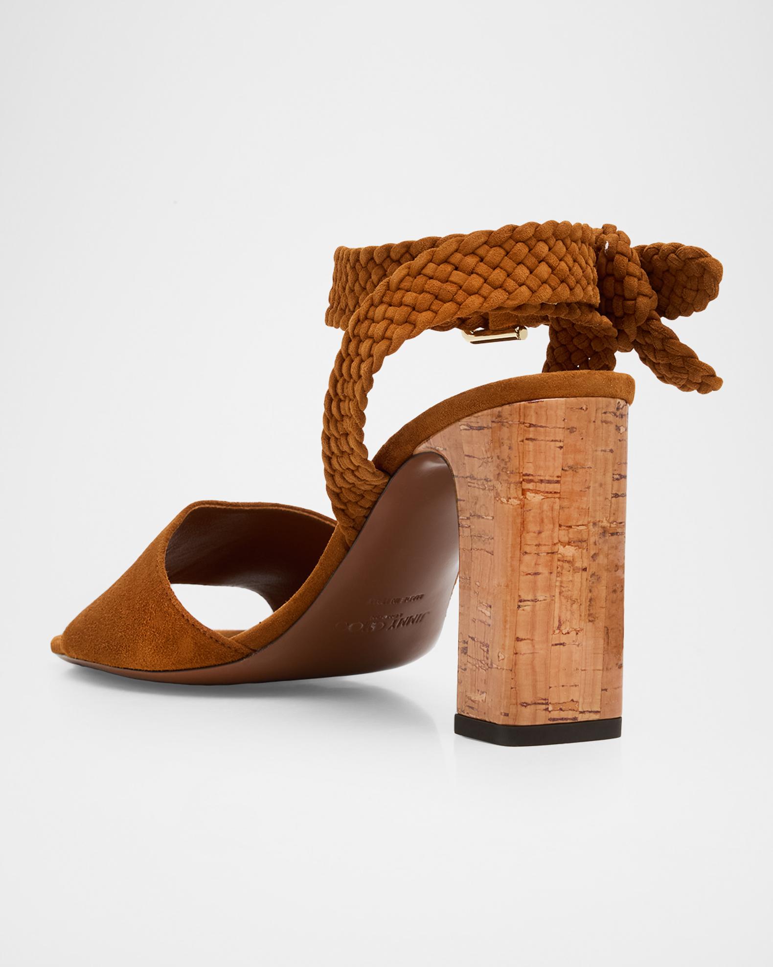 Jimmy Choo Rori 85 Suede Braided-Strap Sandals | Neiman Marcus