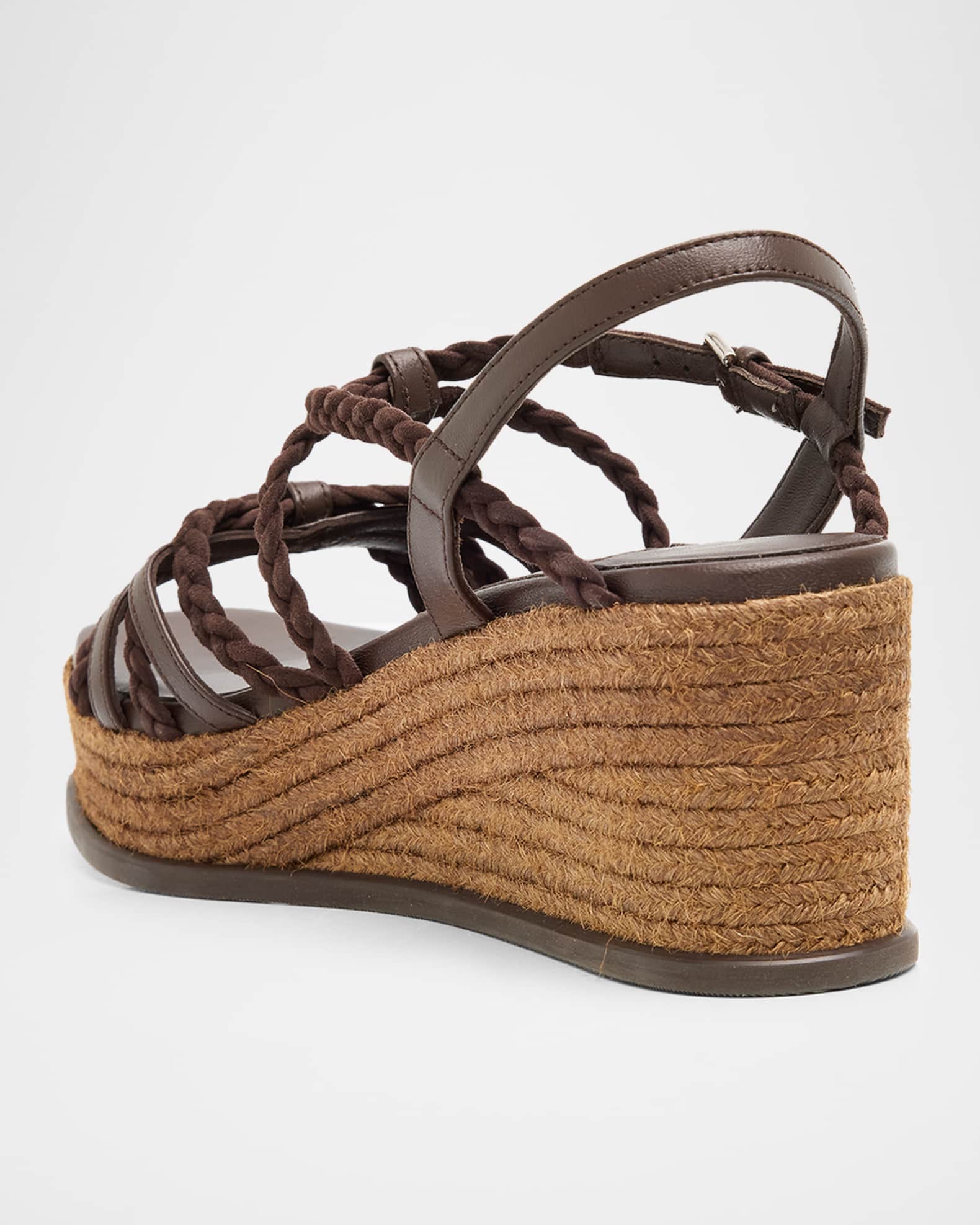 Jimmy Choo 60mm Nyra Leather Espadrille Wedge Sandals | Neiman Marcus
