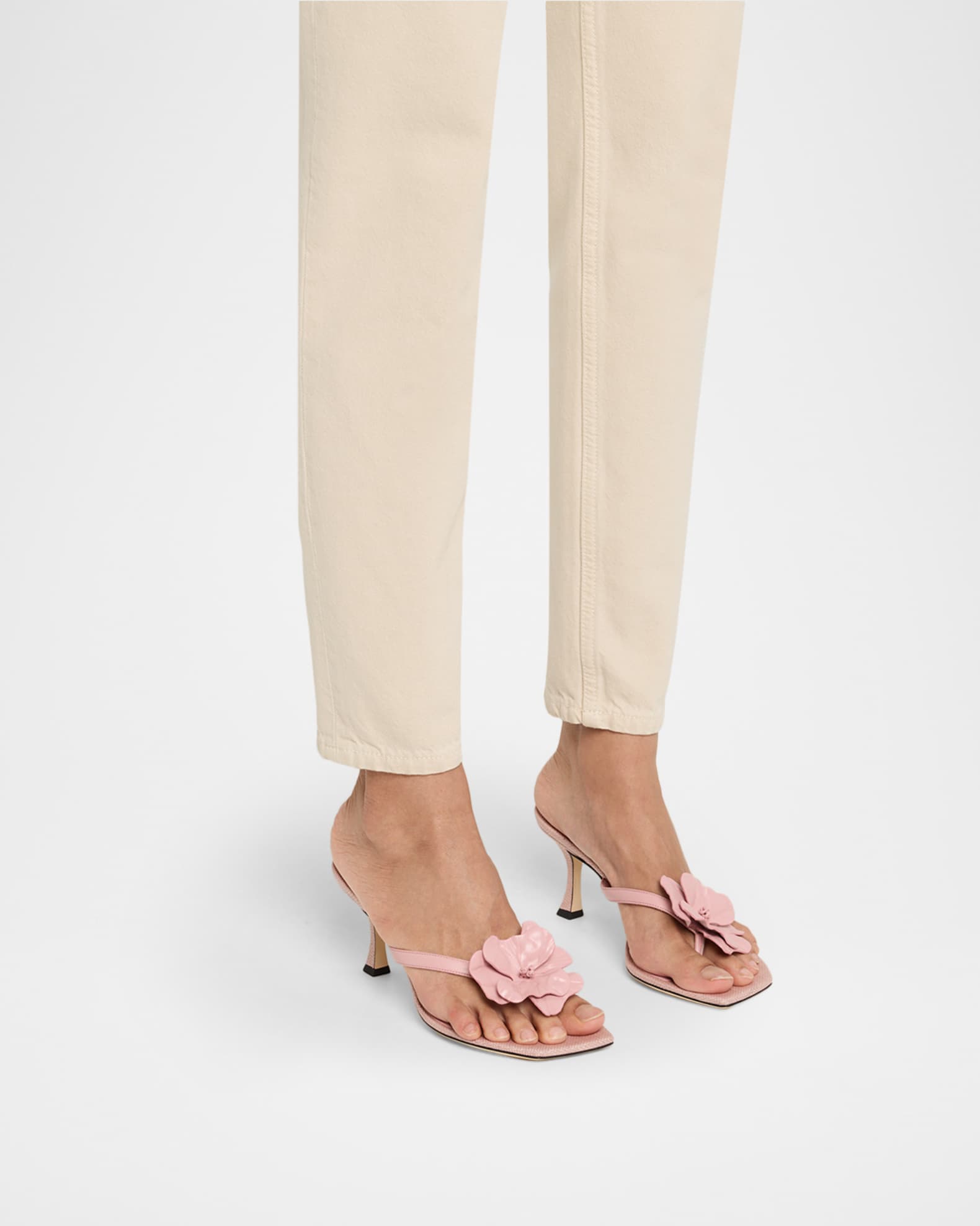 Jimmy Choo 70mm Freja Flower Leather Sandals | Neiman Marcus