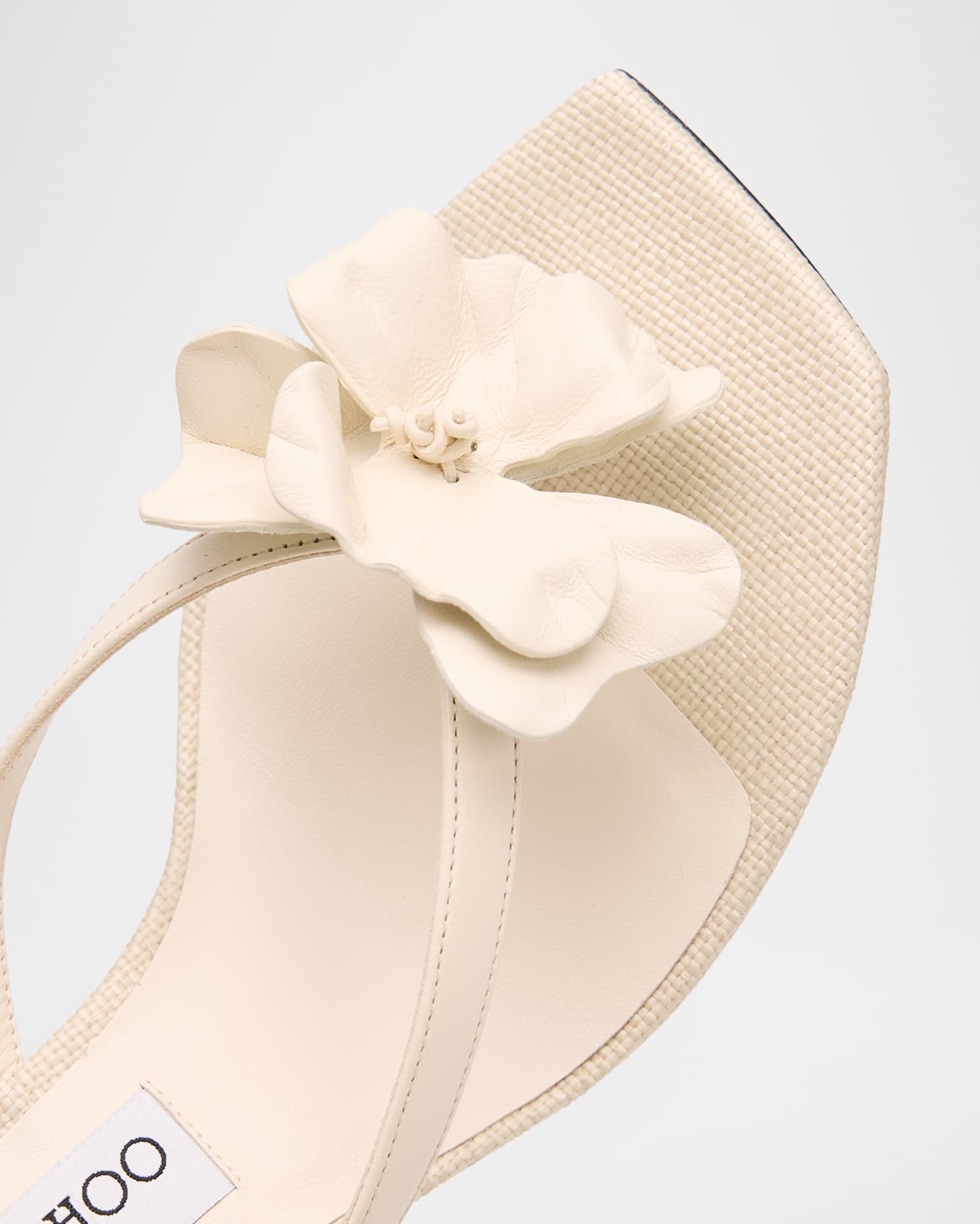 Jimmy Choo 70mm Freja Flower Leather Sandals | Neiman Marcus