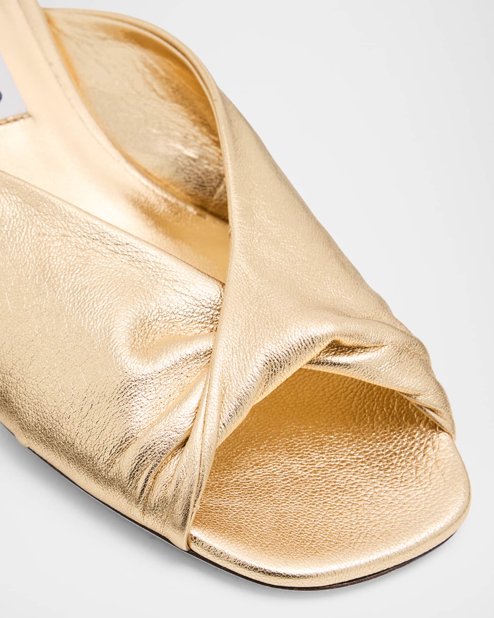 Jimmy Choo Mala 45 Metallic Leather Embellished Block-Heel Sandals
