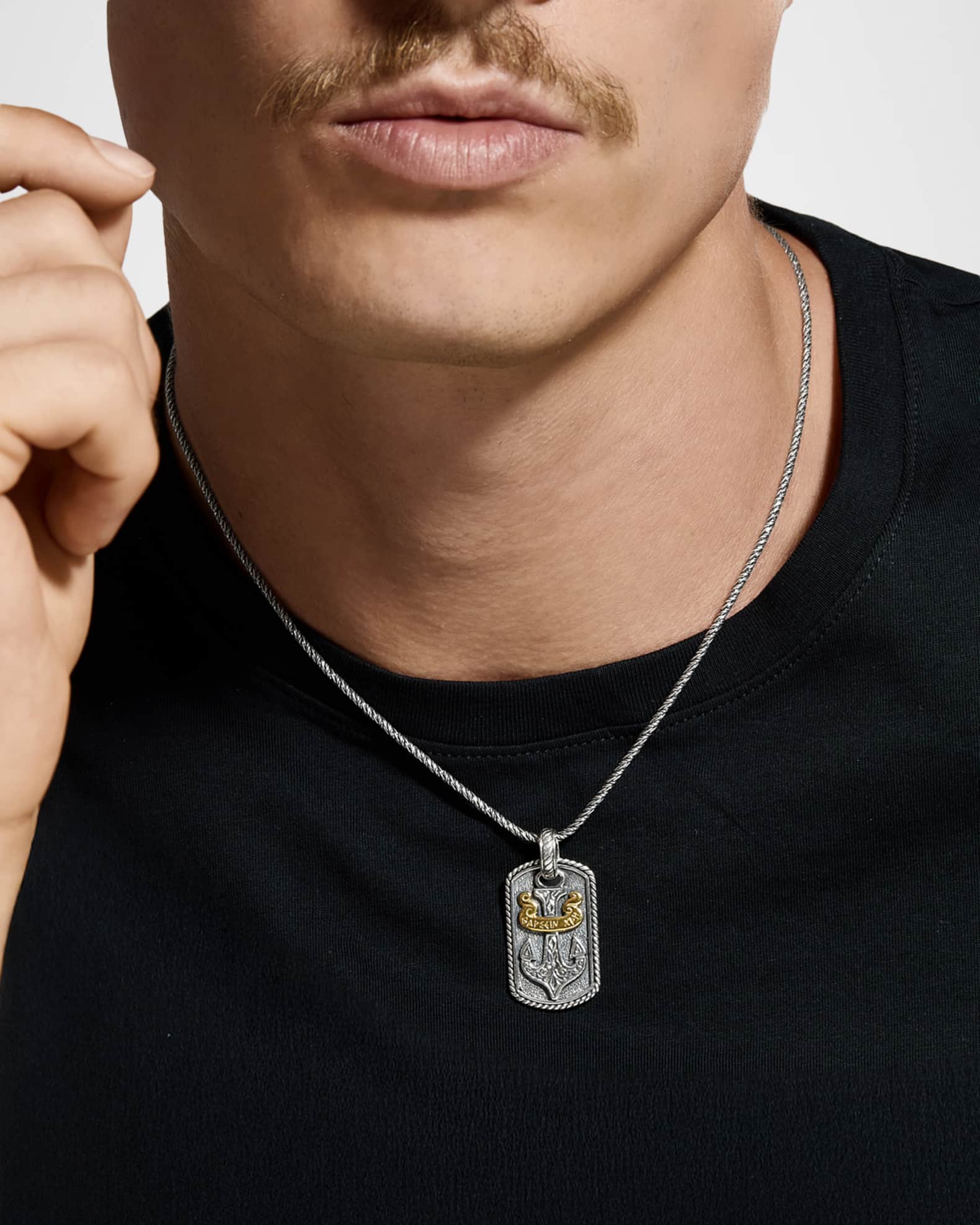 Konstantino Sterling Silver and Bronze Dog Tag Pendant | Neiman Marcus