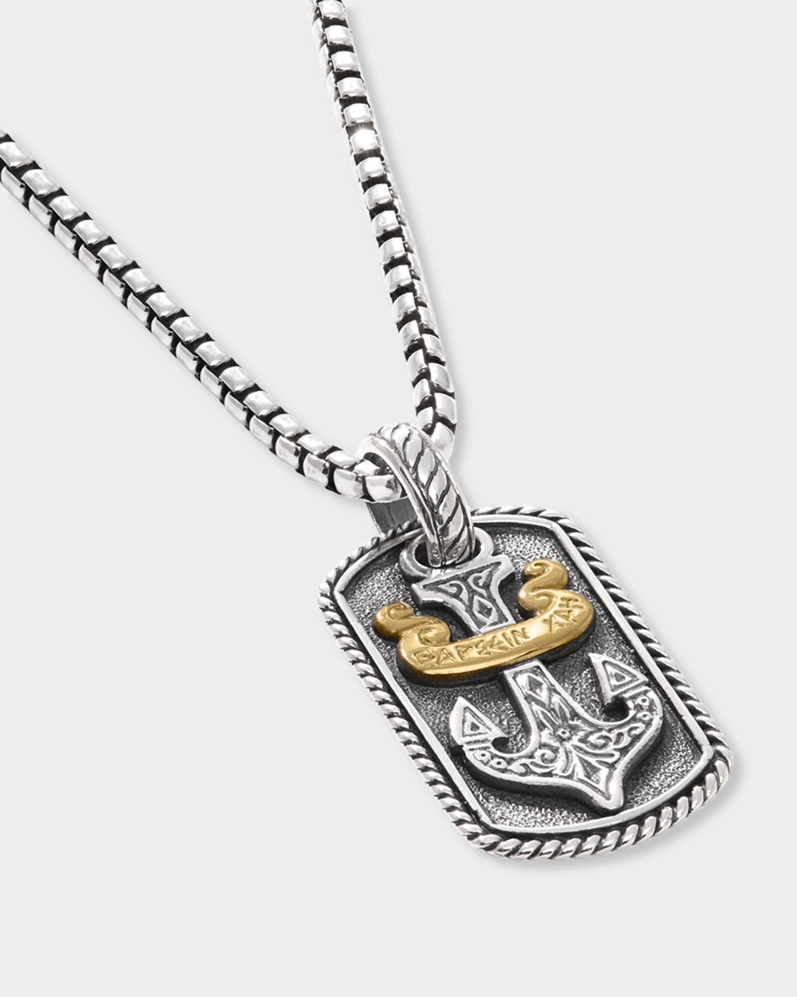 Konstantino Sterling Silver and Bronze Dog Tag Pendant | Neiman Marcus