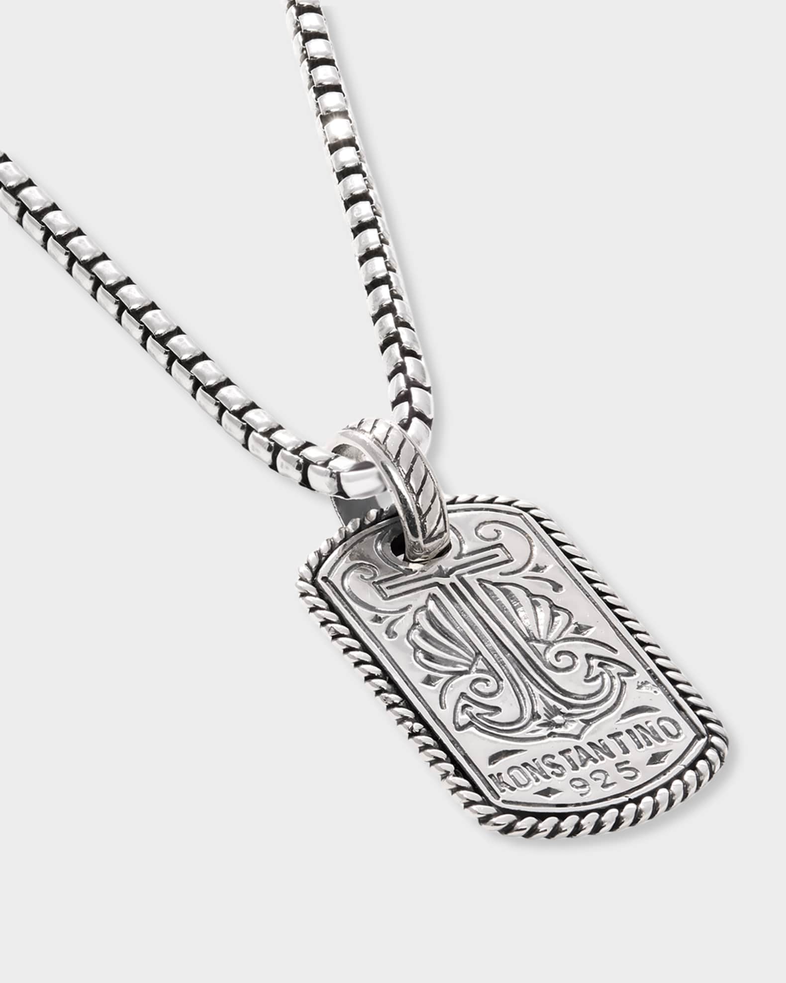 Konstantino Sterling Silver and Bronze Dog Tag Pendant | Neiman Marcus