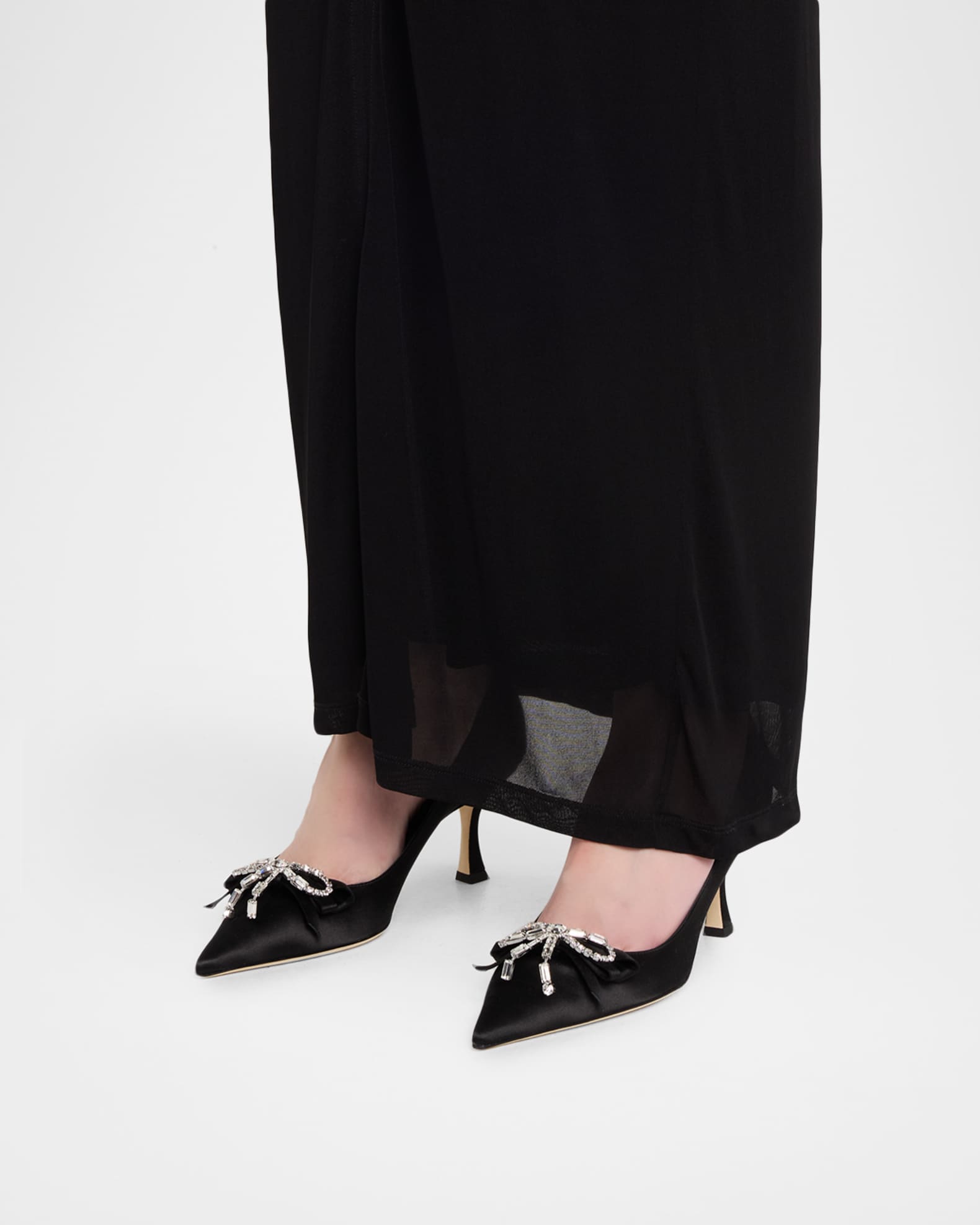 Jimmy Choo Auria 70 Satin Embellished Bow Pumps | Neiman Marcus