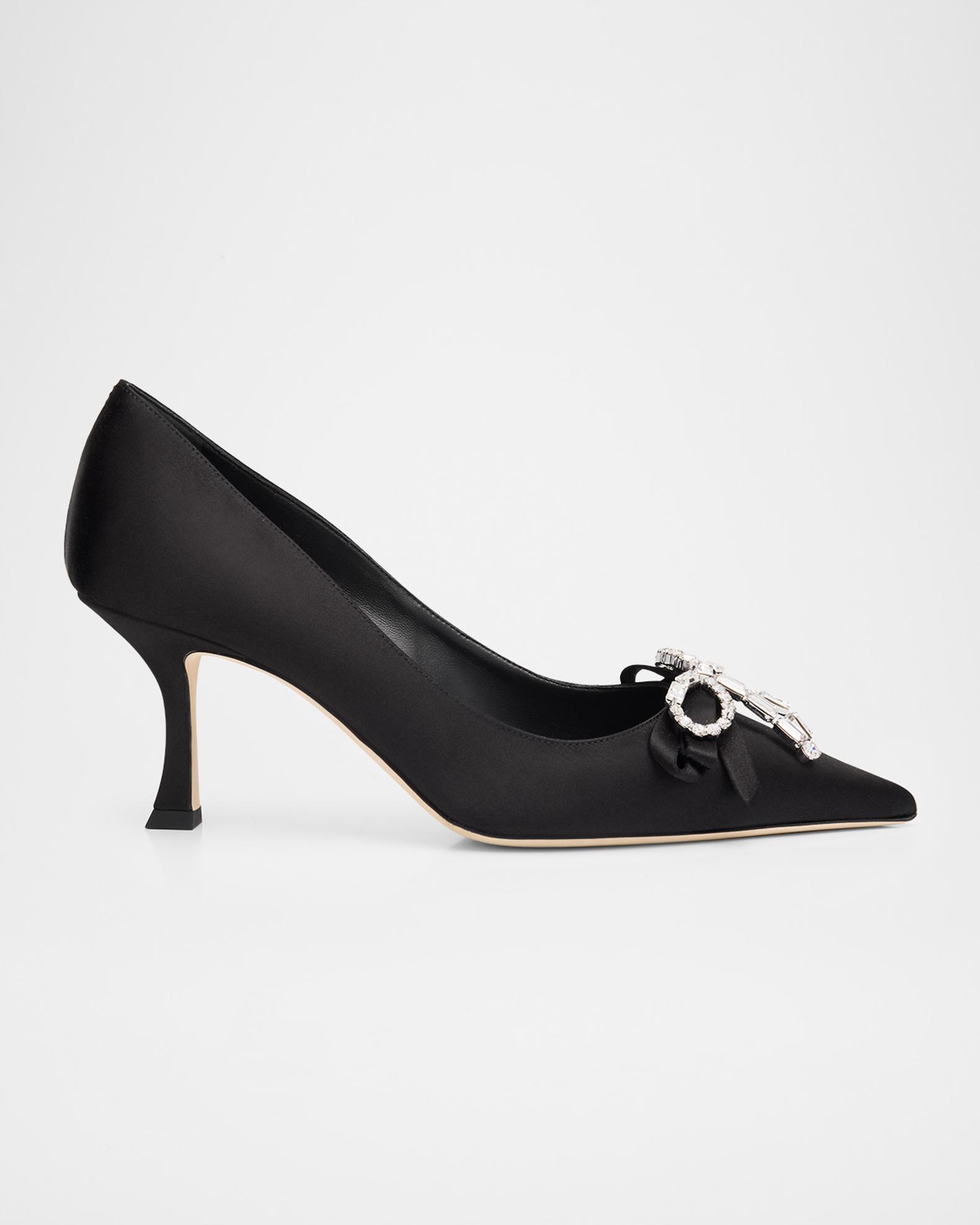 Jimmy Choo Auria 70 Satin Embellished Bow Pumps | Neiman Marcus