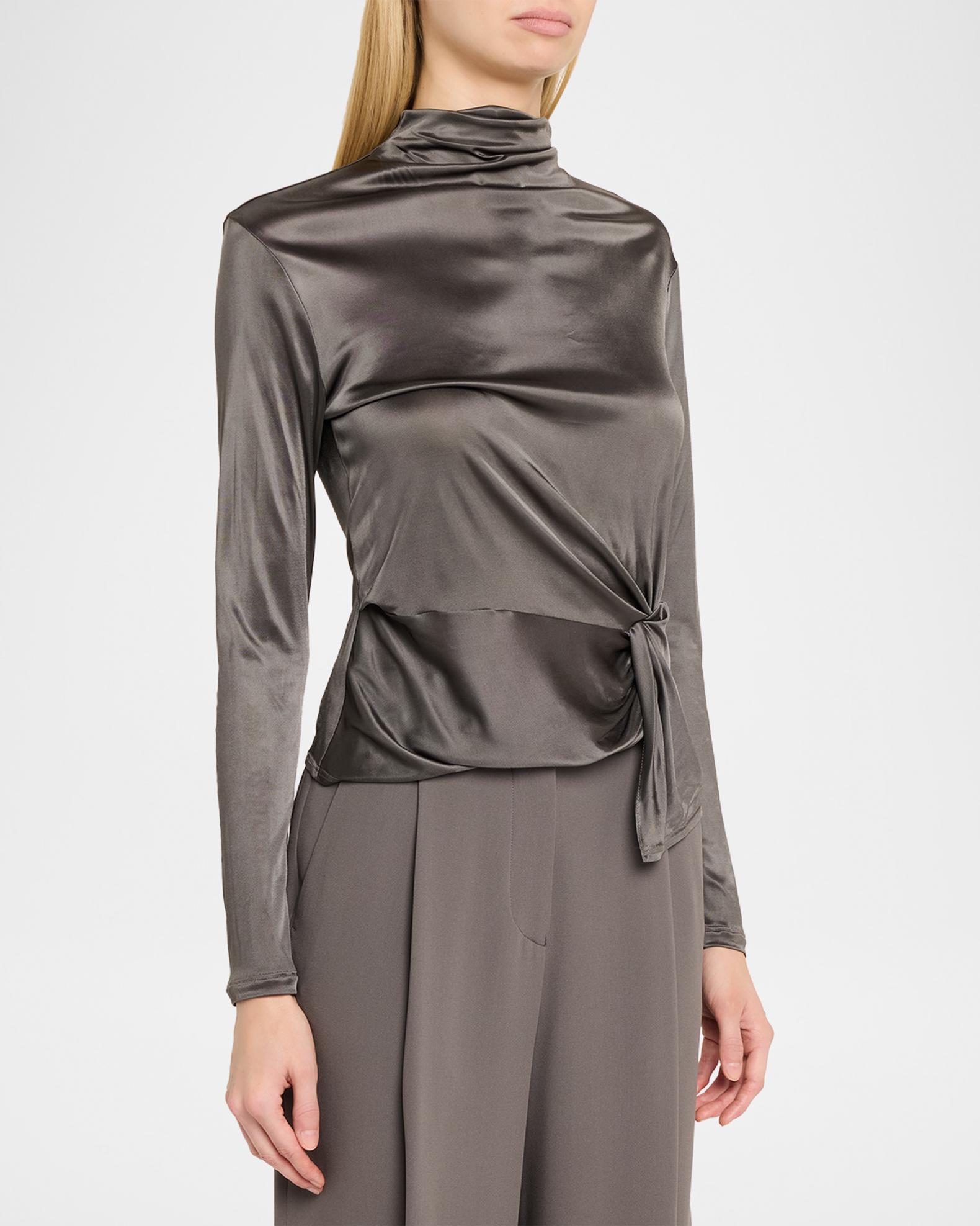 Giorgio Armani Asymmetric Draped Shiny Viscose Top | Neiman Marcus