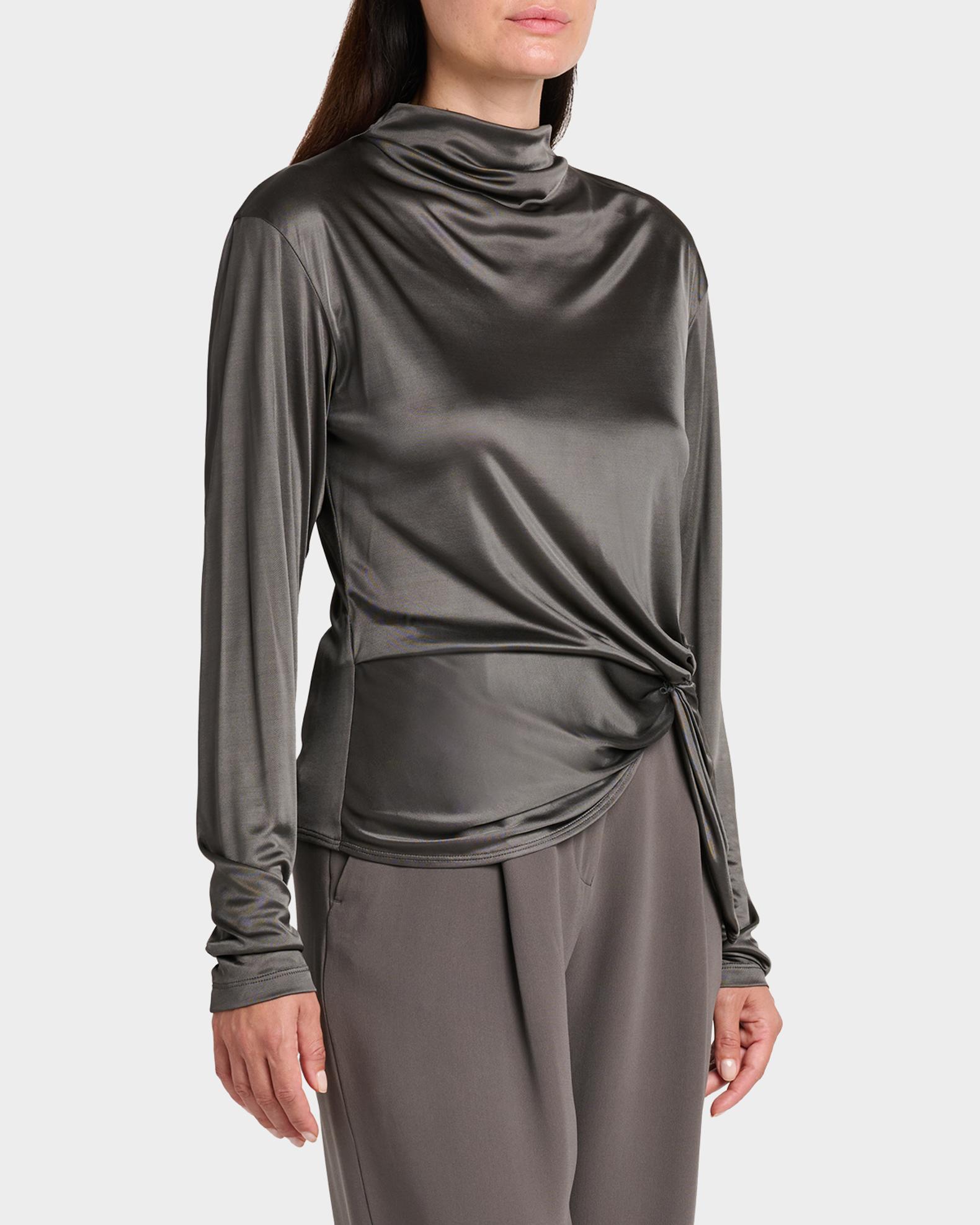 Giorgio Armani Asymmetric Draped Shiny Viscose Top | Neiman Marcus