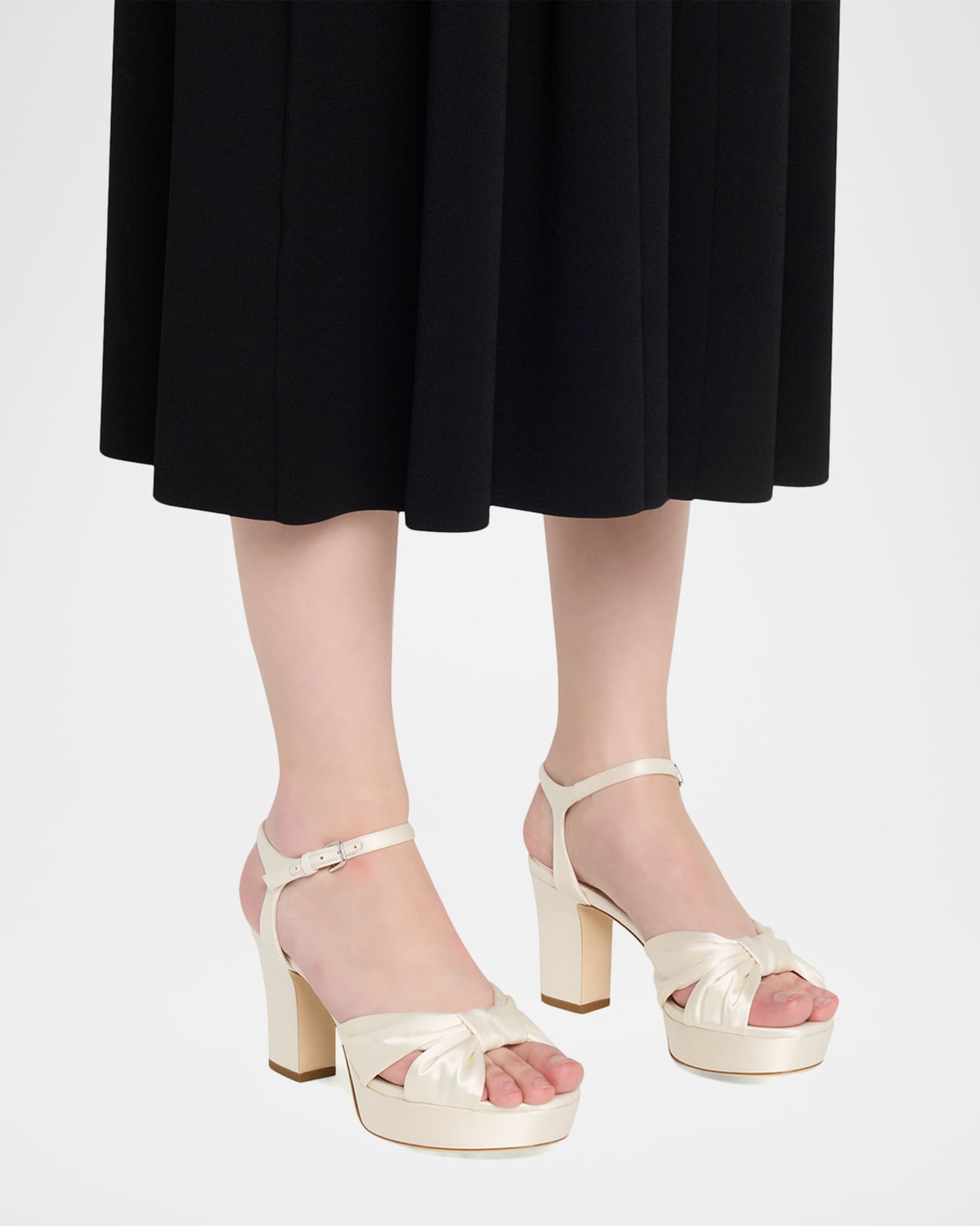 Jimmy Choo 80mm Heloise Satin Platform Sandals | Neiman Marcus