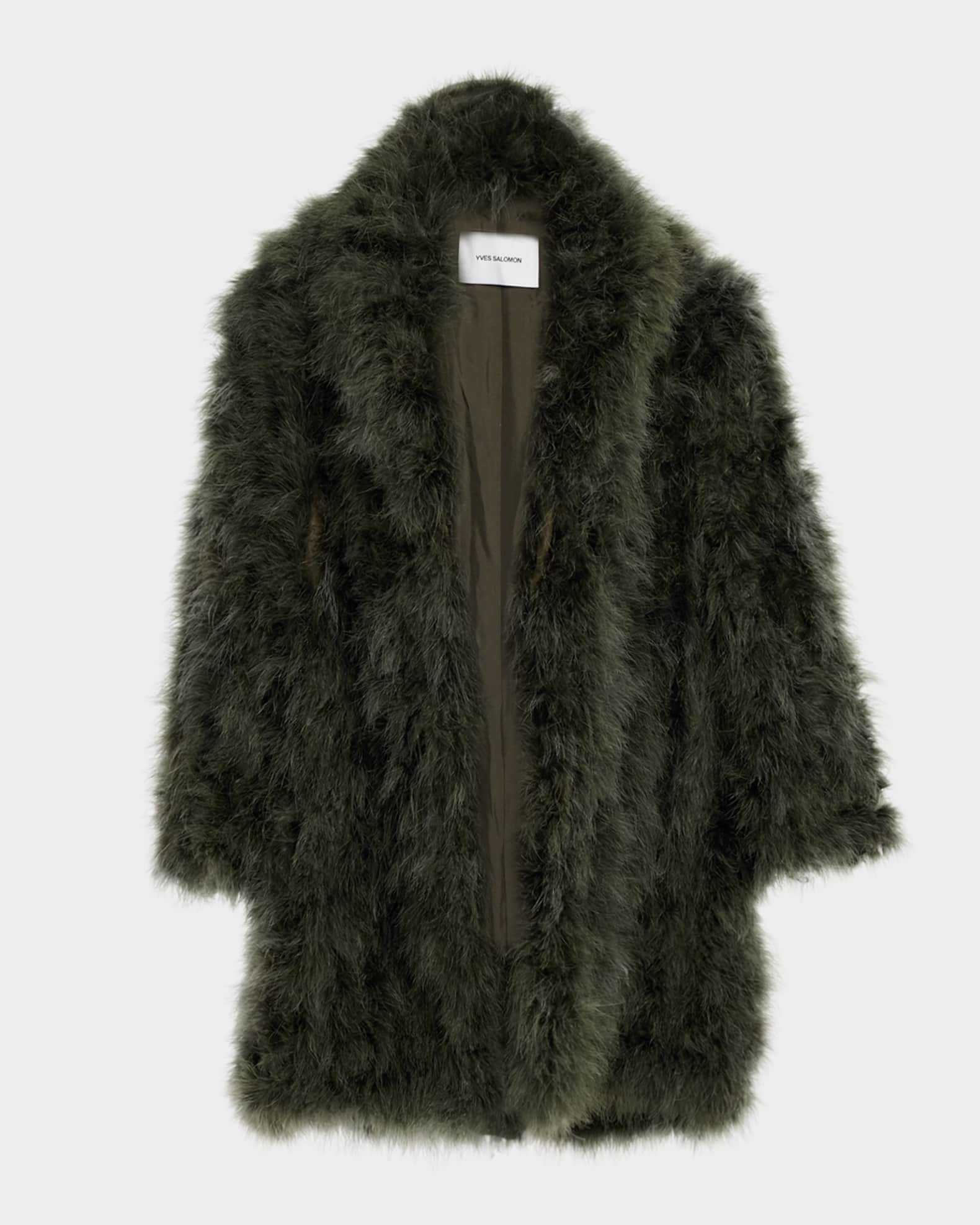 Yves Salomon Feather Shawl-Collar Coat | Neiman Marcus