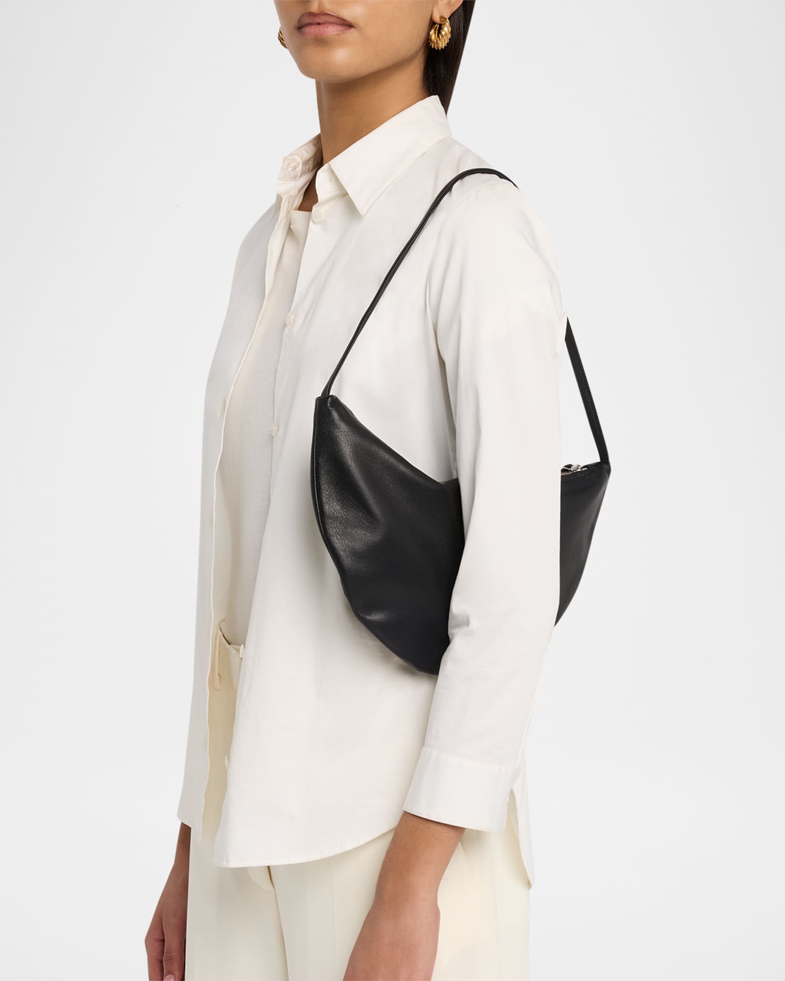 THE ROW Izzy Small Crescent Shoulder Bag in Leather | Neiman Marcus