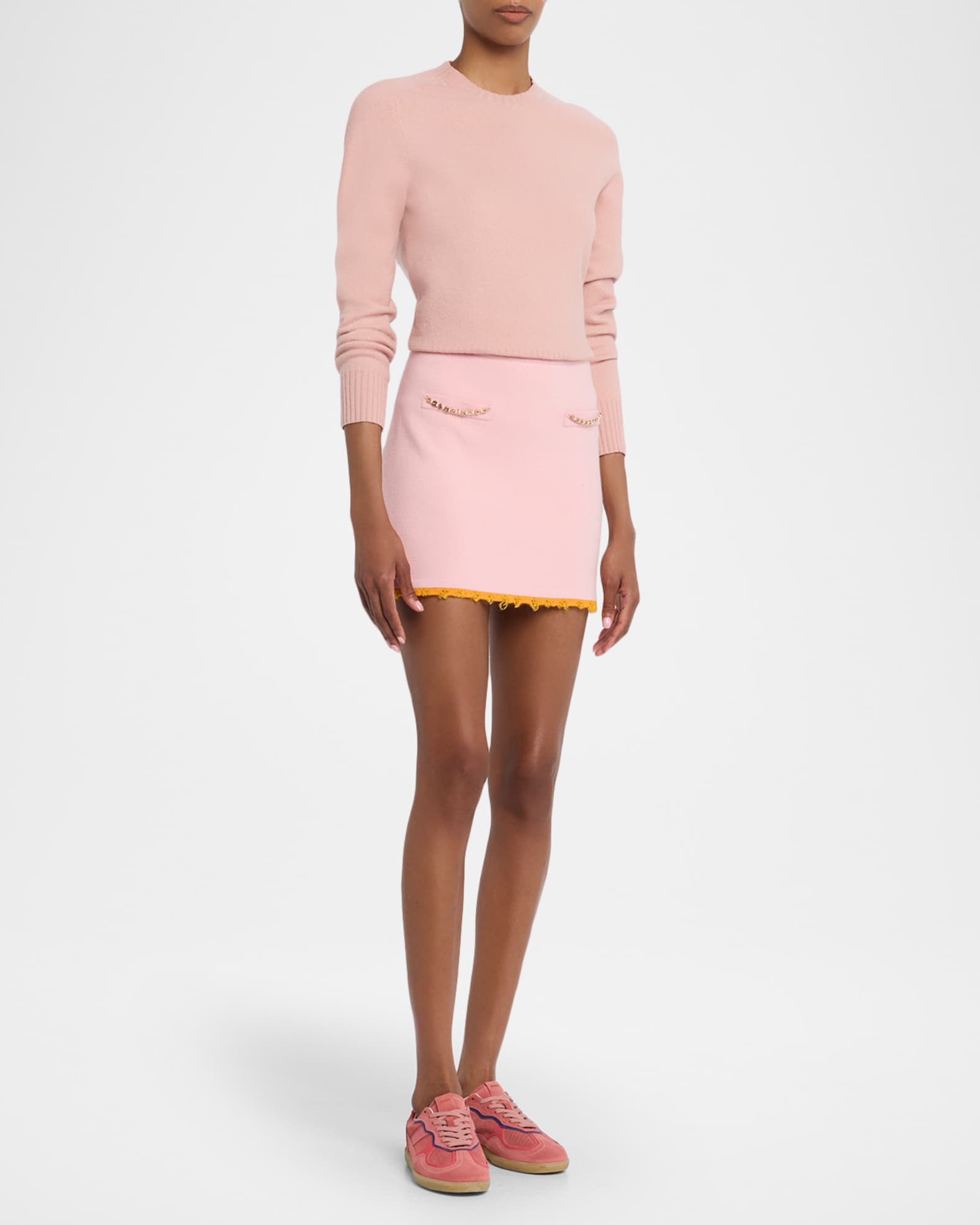 CASABLANCA Frayed Double-Faced Wool Mini Skirt | Neiman Marcus