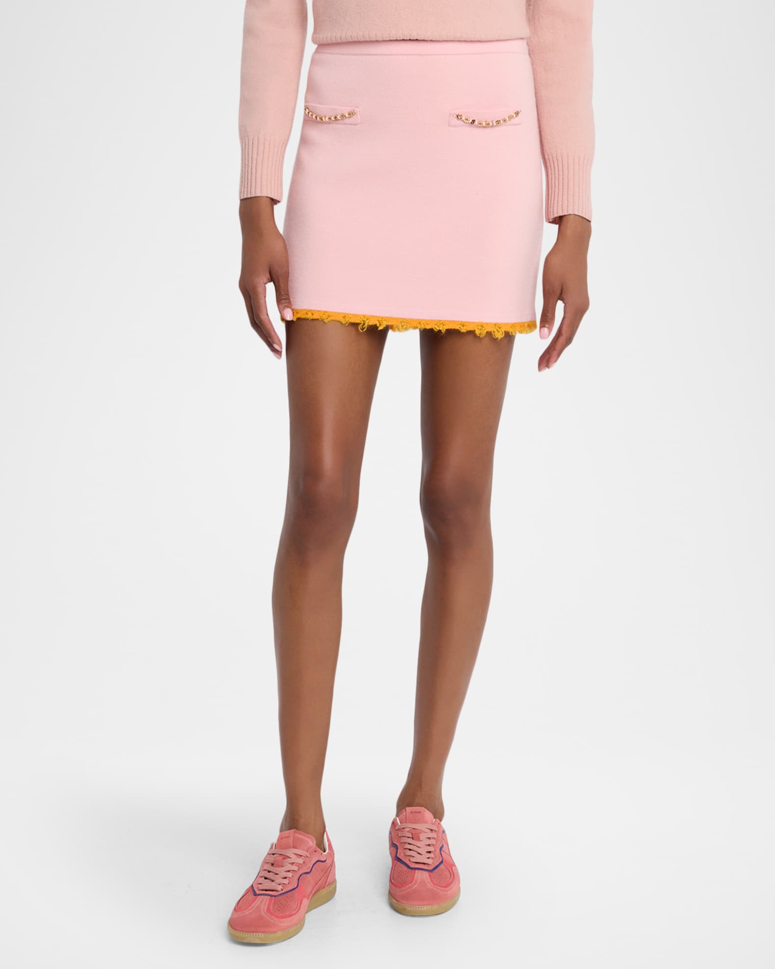 CASABLANCA Frayed Double-Faced Wool Mini Skirt | Neiman Marcus
