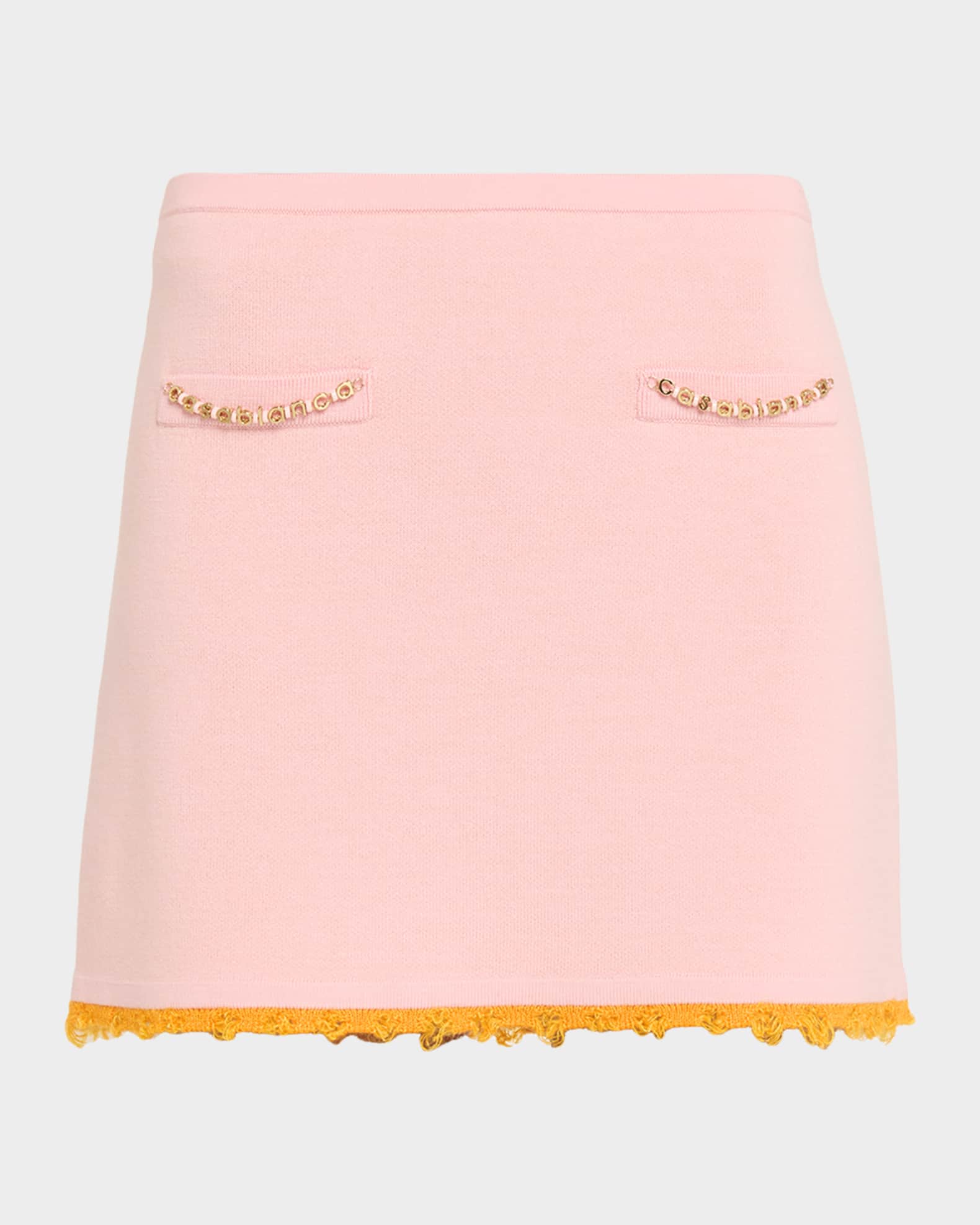 MARK & LONA BRILL SKIRT ピンク S 新品、タグ付き CASABLANCA Frayed Double-Faced Wool Mini Skirt | Neiman Marcus