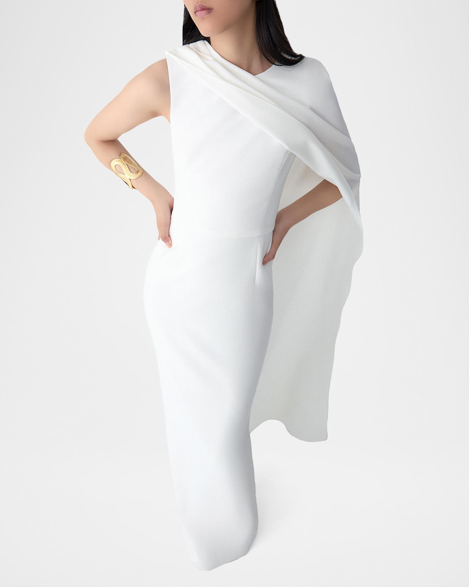 Carolina Herrera Draped Cape Column Gown | Neiman Marcus