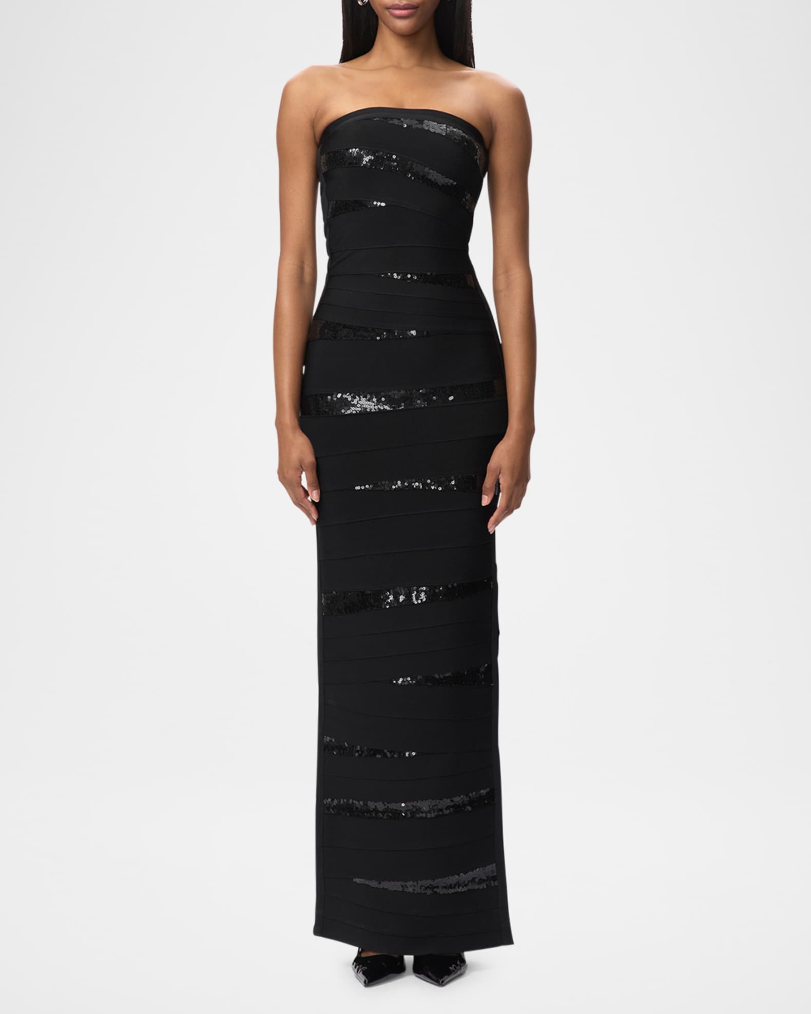 Herve Leger The Chiara Sequined Strapless Gown | Neiman Marcus