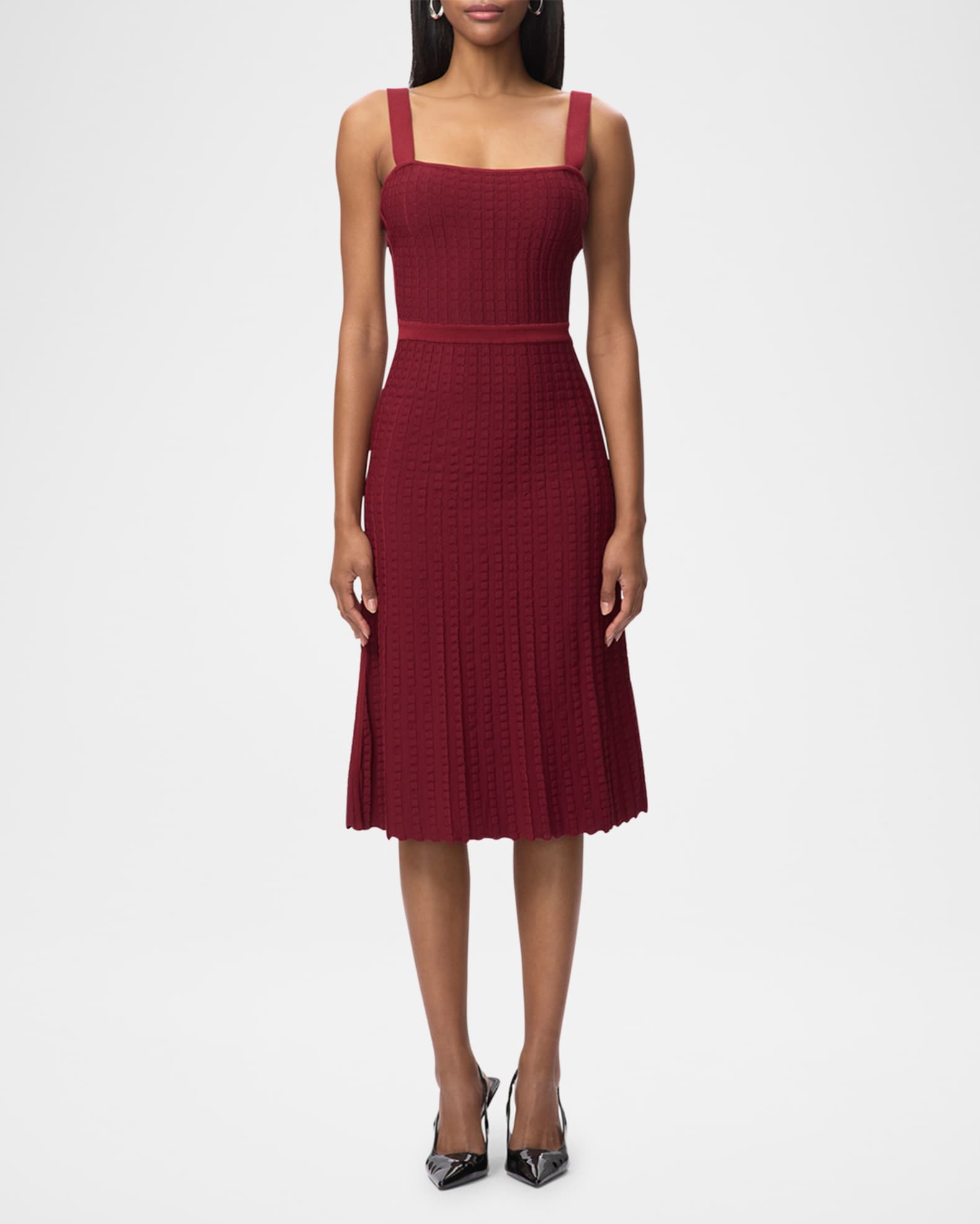 herve leger burgundy dress 1990S HERVE LEGER Burgundy Haute Couture Rayon Blend High Neck Bandage   MORPHEW