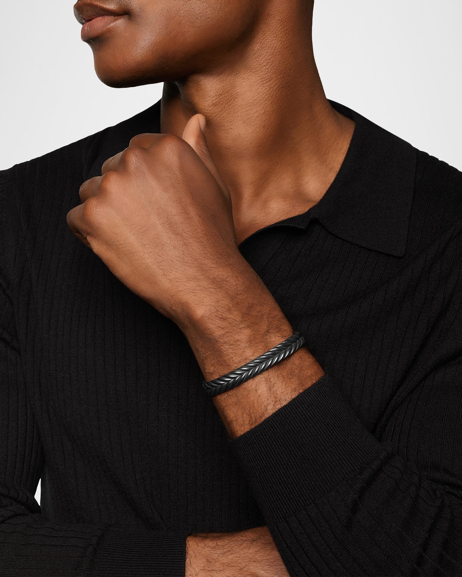 David Yurman Men's Chevron Flex Bracelet in Black Titanium, 10mm ...
