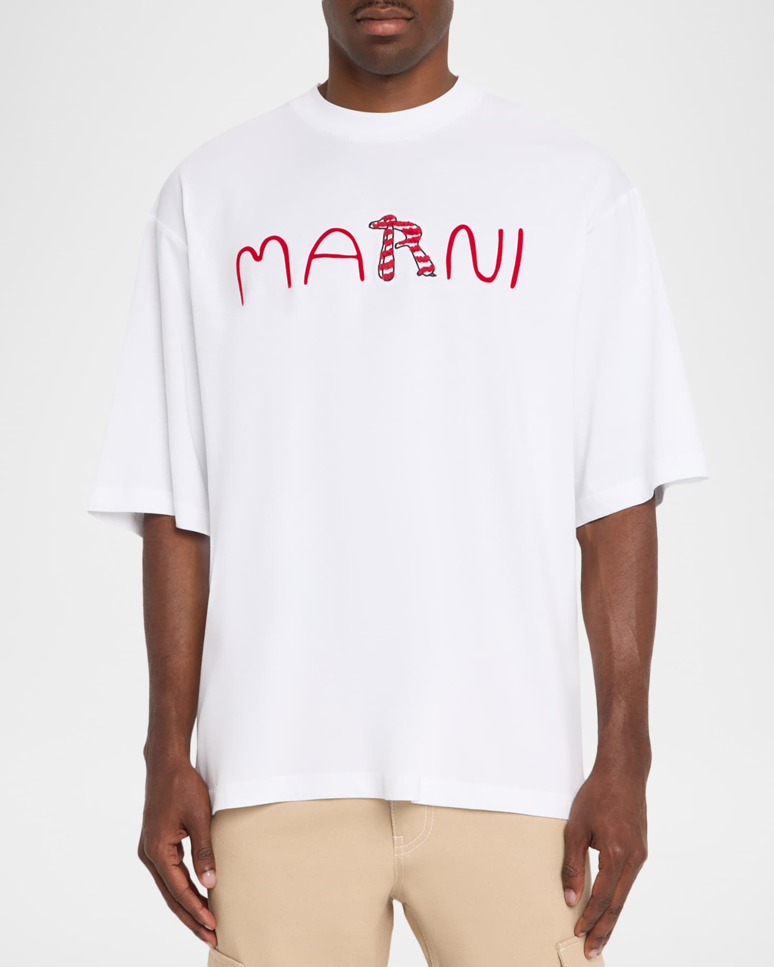 Marni Men's Mending Logo Relaxed Fit T-Shirt | Neiman Marcus