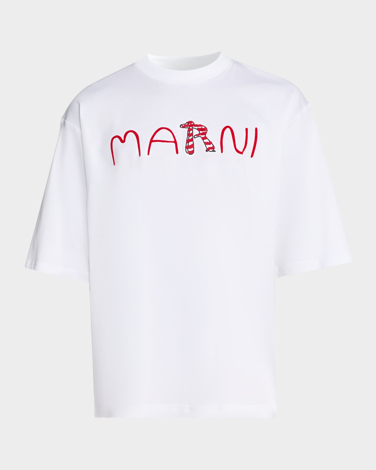 MARNI ホワイト ロゴ Tシャツ Marni Men's Mending Logo Relaxed Fit T-Shirt | Neiman Marcus