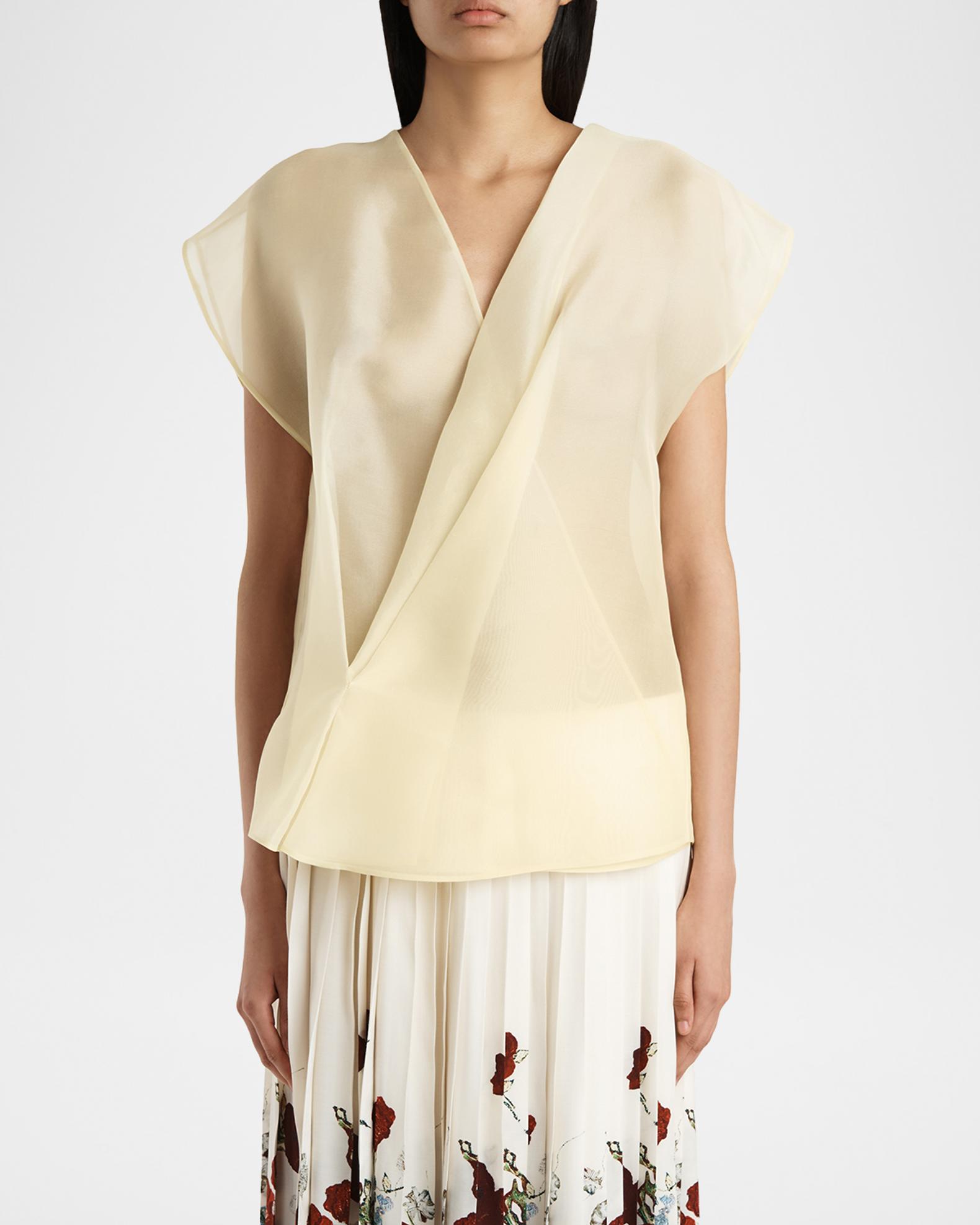 Khaite Mer Short-Sleeve Silk Organza Wrap Top | Neiman Marcus