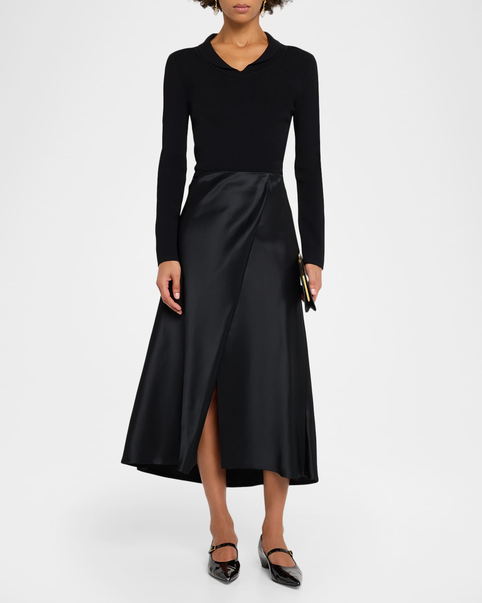 Khaite Demi Satin Midi Wrap Skirt | Neiman Marcus