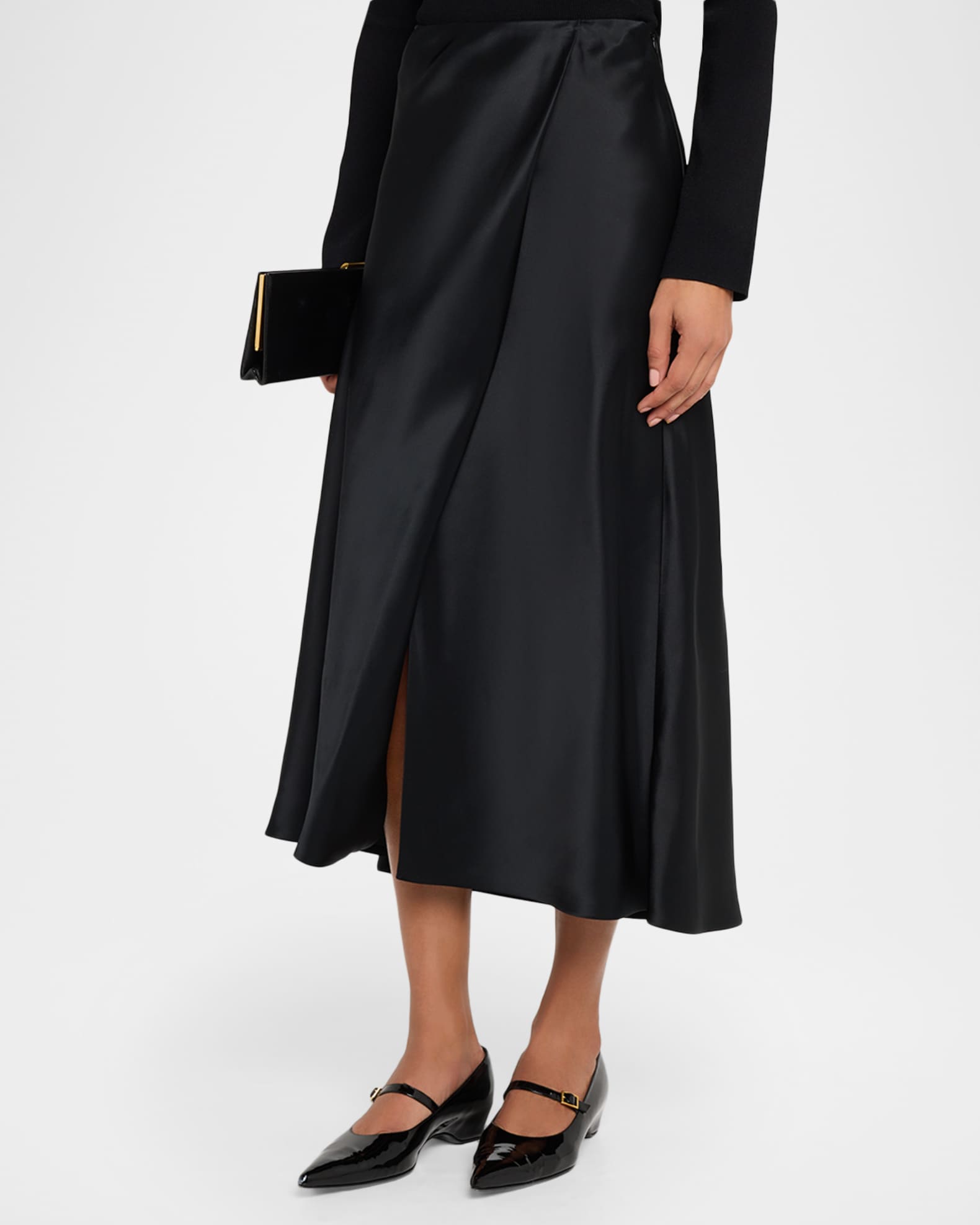 Khaite Demi Satin Midi Wrap Skirt | Neiman Marcus