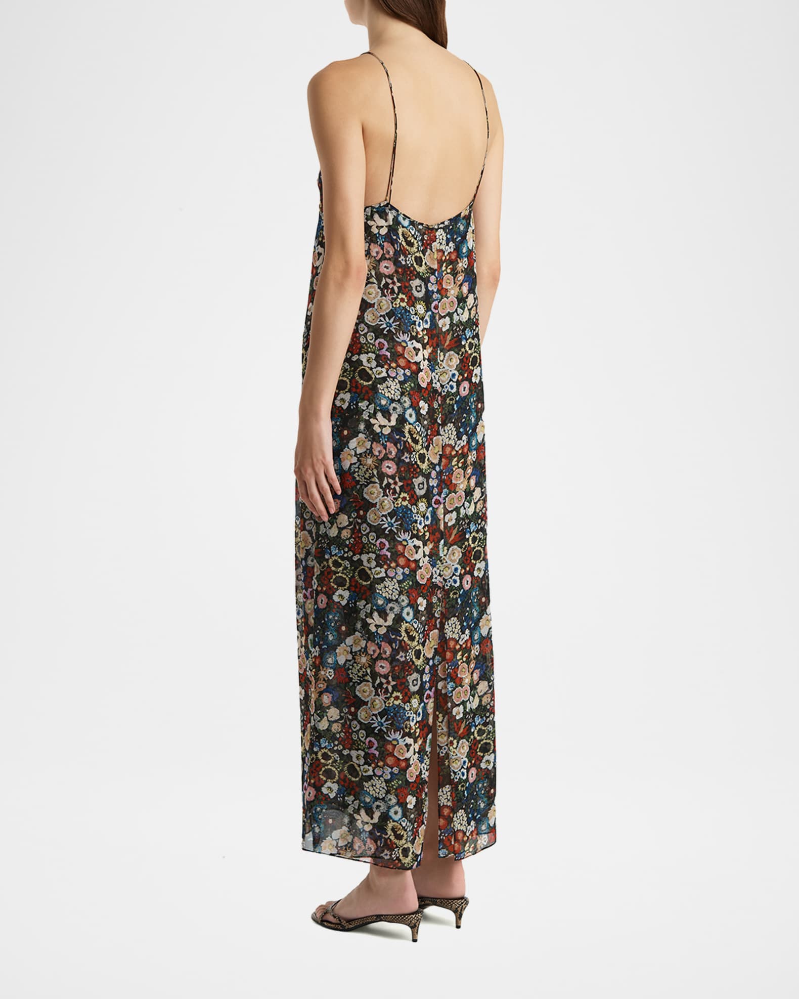 Khaite Taja Floral Silk Chiffon Maxi Slip Dress