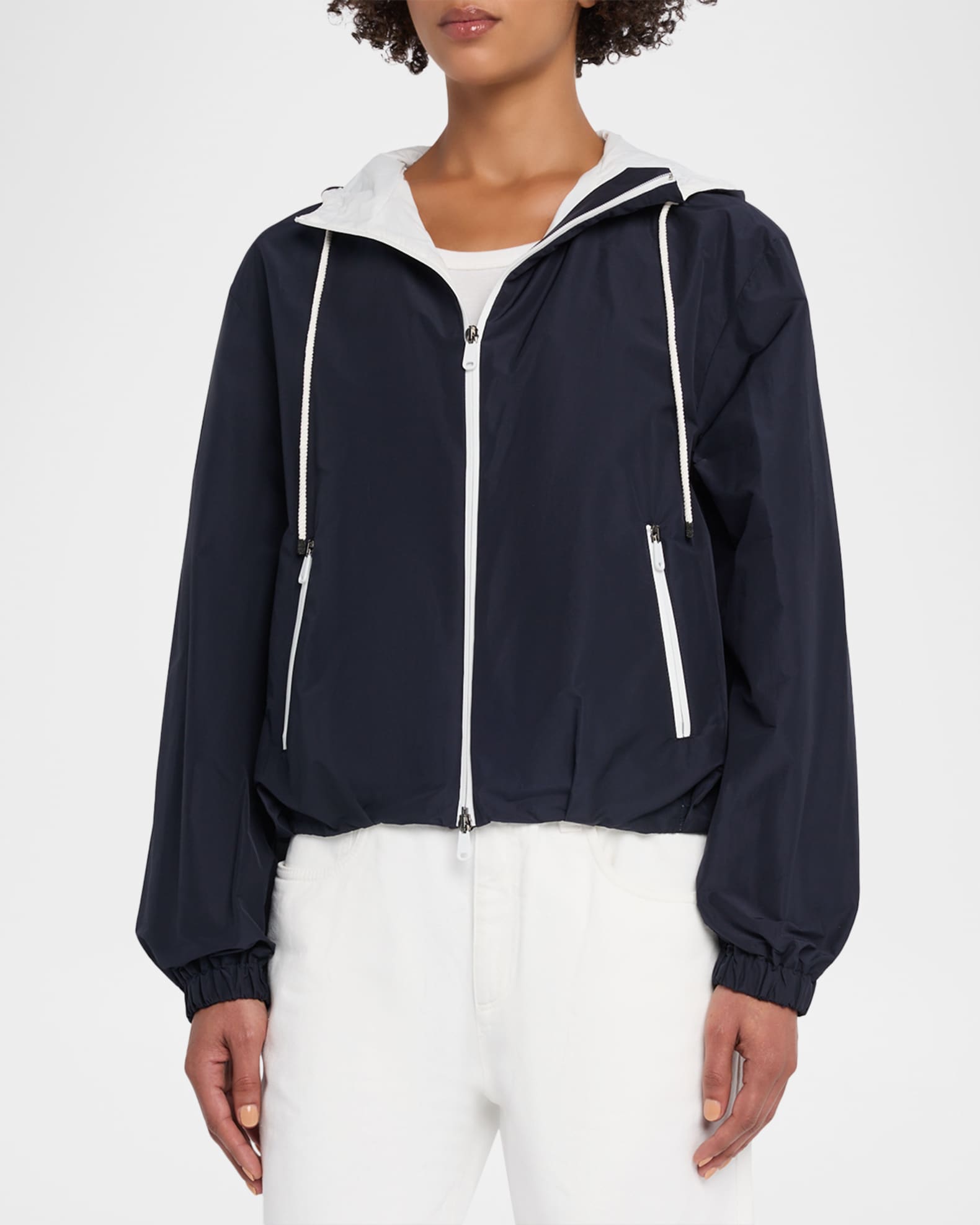 Brunello Cucinelli Techno Cotton Hooded Zip Jacket | Neiman Marcus