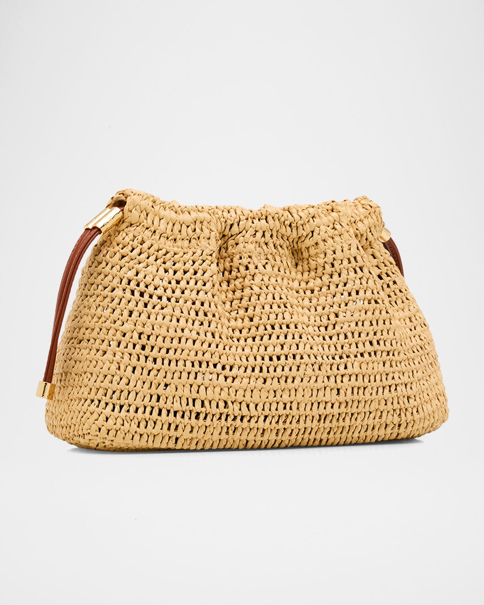 Ulla Johnson Lali Ruched Raffia Clutch Bag | Neiman Marcus