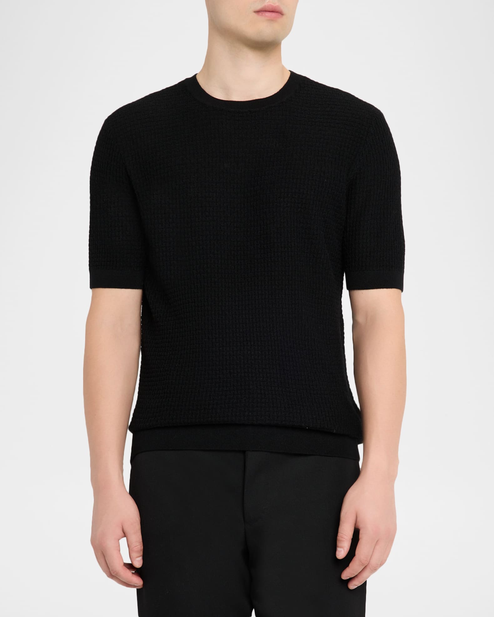 Emporio Armani Men's Texture-Knit Stretch Short-Sleeve Sweater