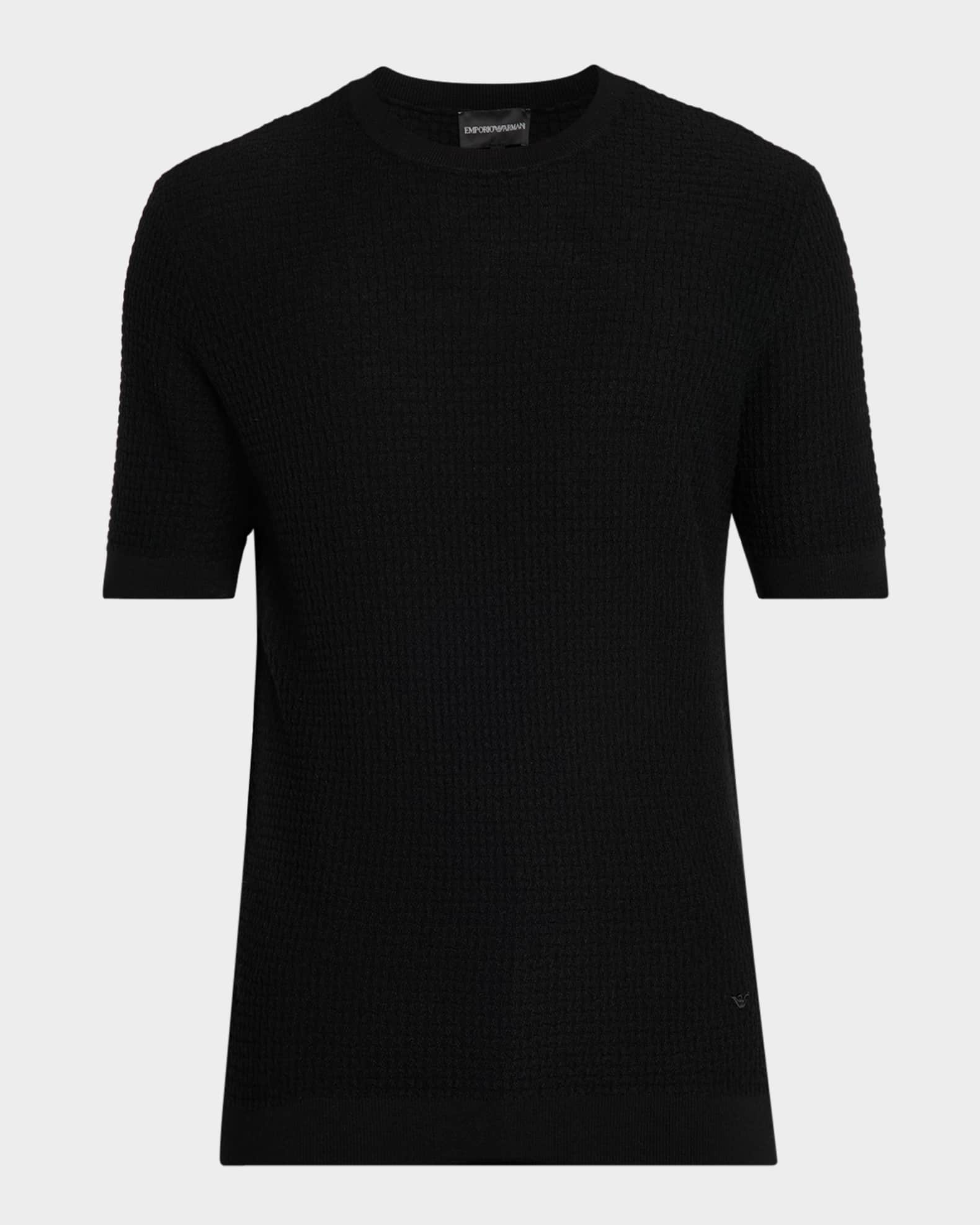 Emporio Armani Men's Texture-Knit Stretch Short-Sleeve Sweater