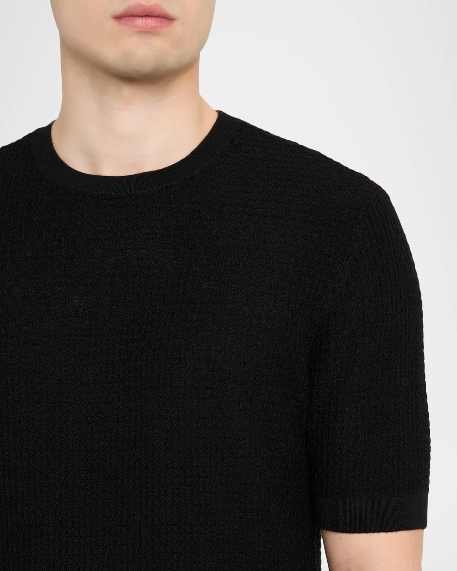 Emporio Armani Men's Texture-Knit Stretch Short-Sleeve Sweater