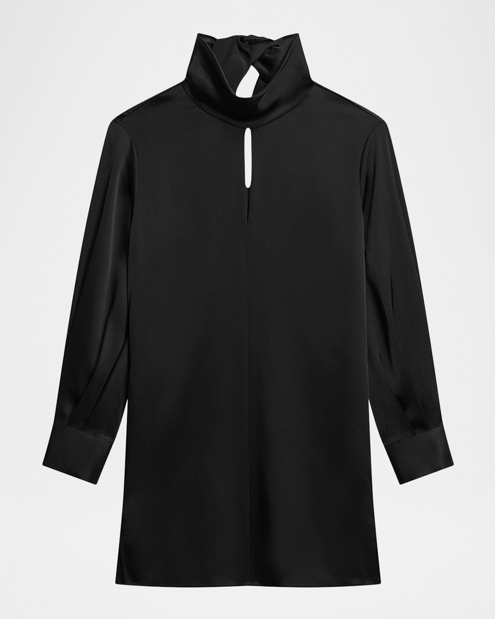 theory knit combo dress in recycled satin Women's Blouson Sleeve - Black summer sundress