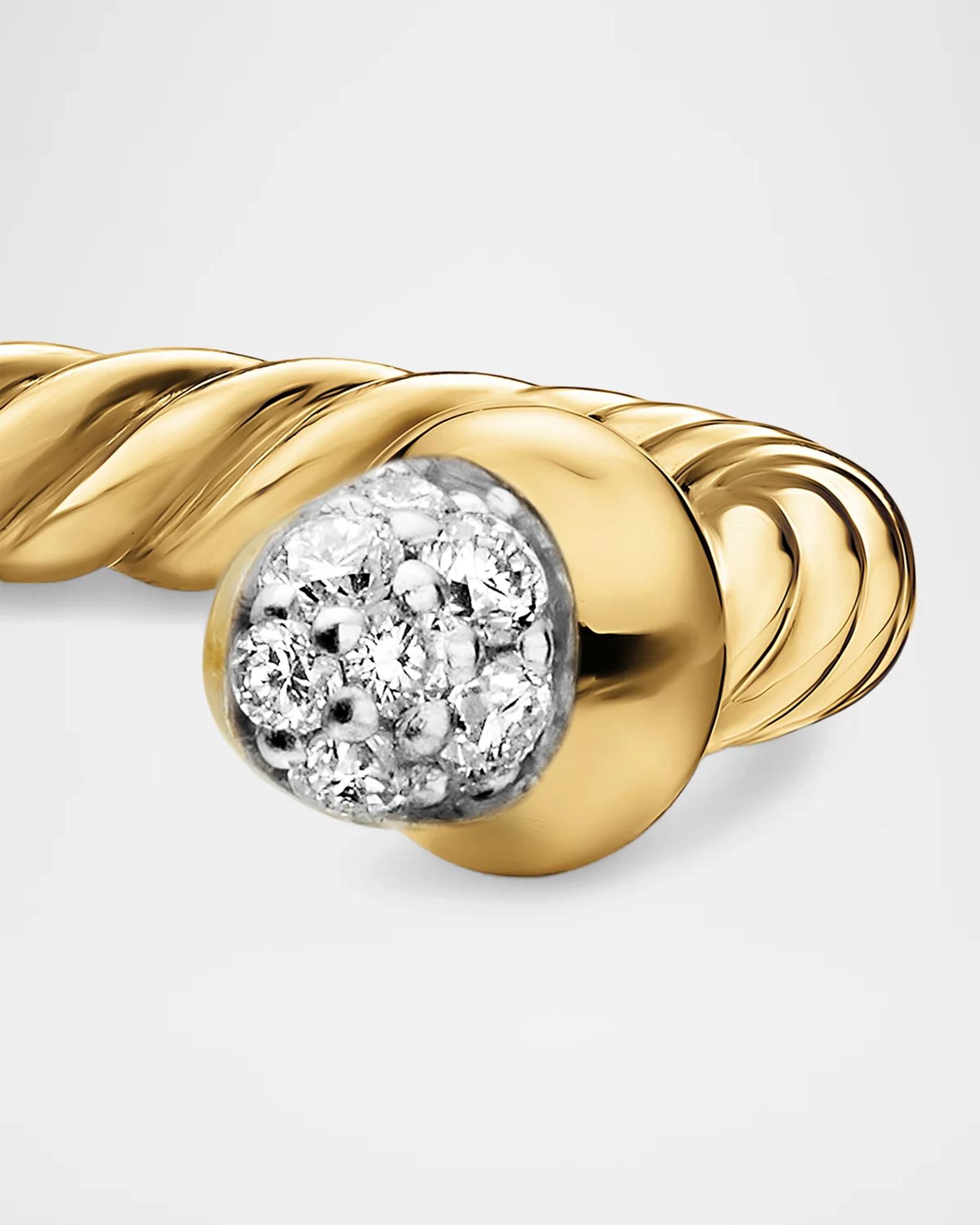 David Yurman Micro Cablespira Flex Open Ring with Diamonds in 18K Gold ...