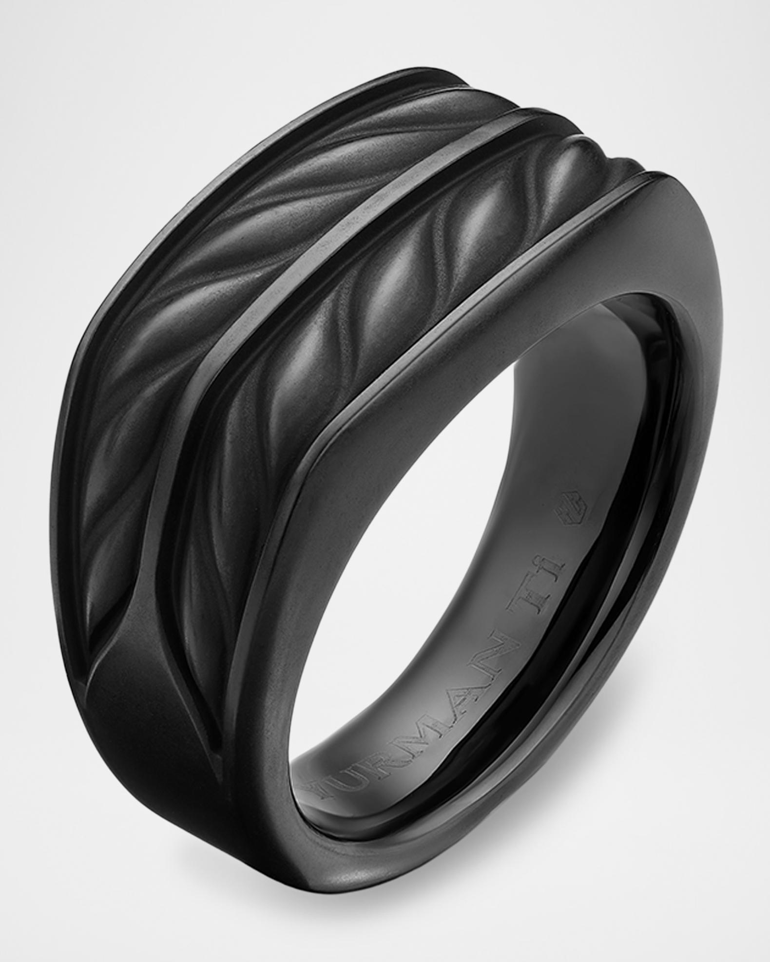 David Yurman Men's Chevron Three Sided Signet Ring in Black Titanium ...