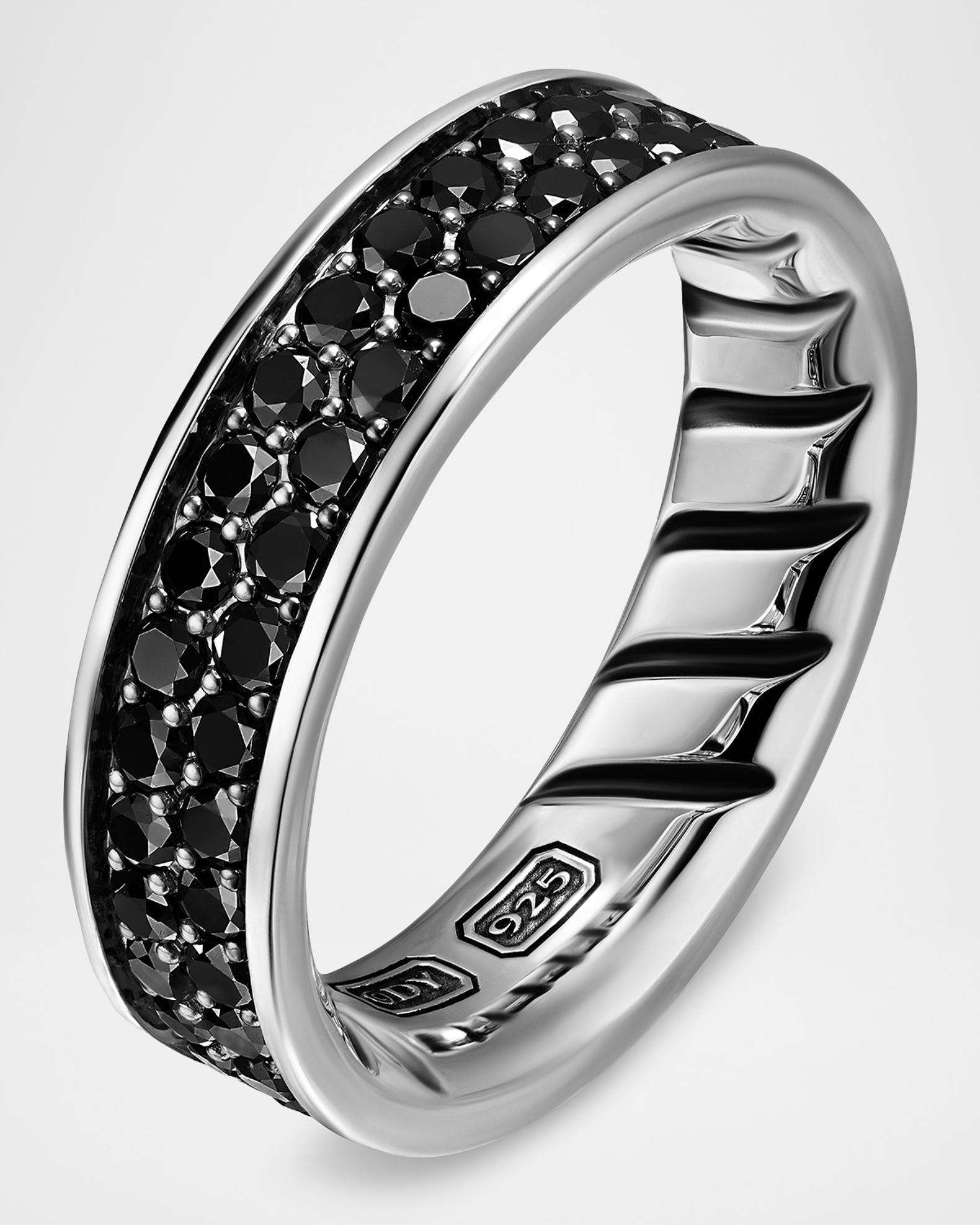David Yurman Men's Streamline® Band Ring in Sterling Silver with Black ...