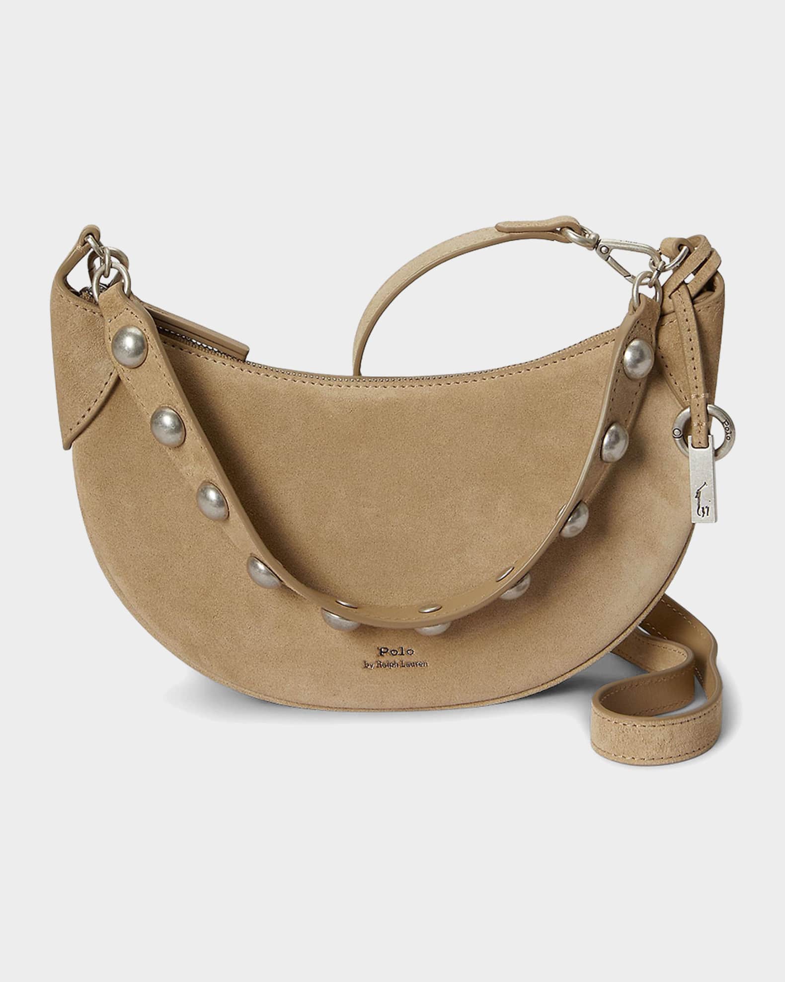 Polo Ralph Lauren Polo ID Mini Suede Studded Shoulder Bag | Neiman