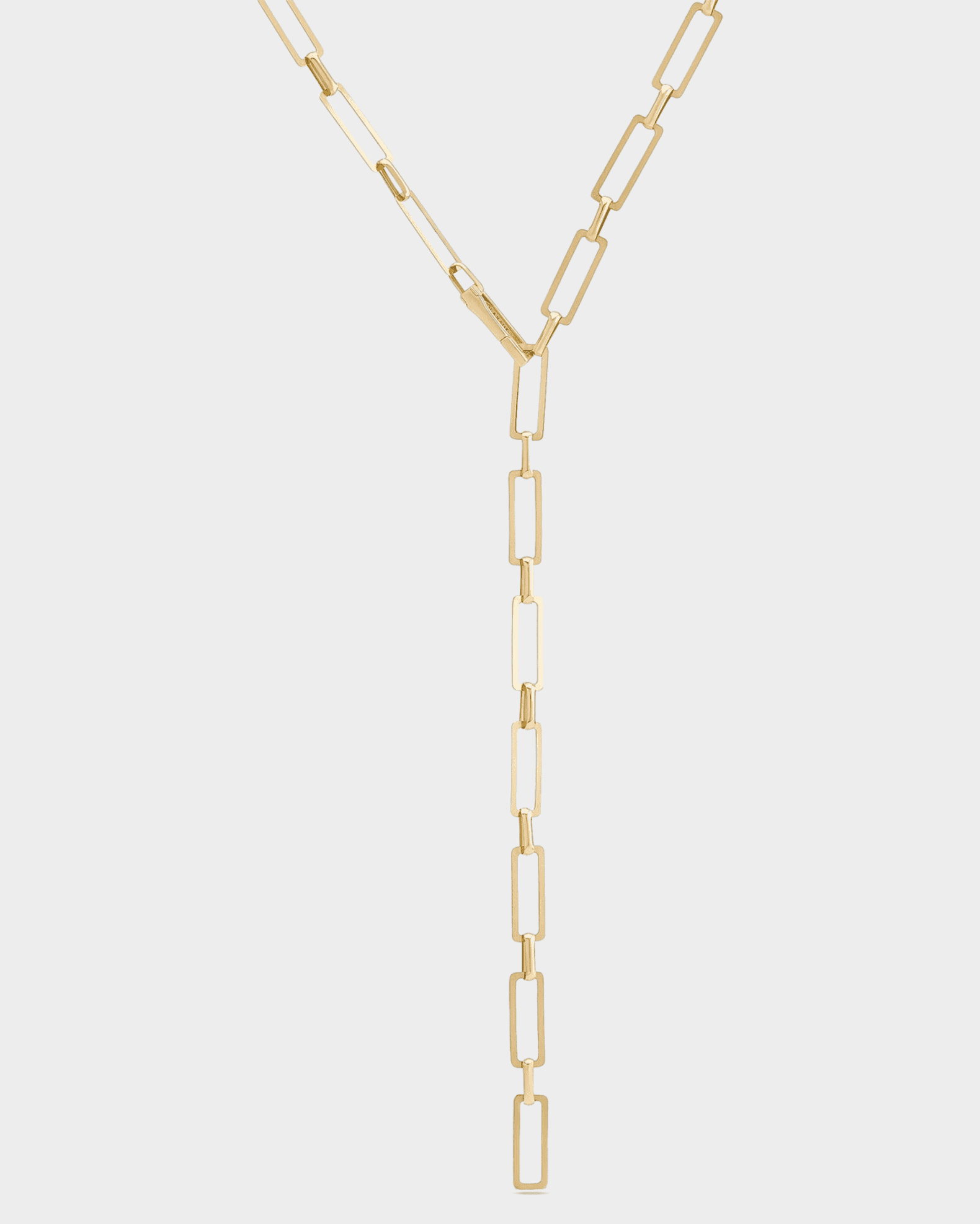 LANA 14K Paperclip Carabiner Lariat Necklace | Neiman Marcus