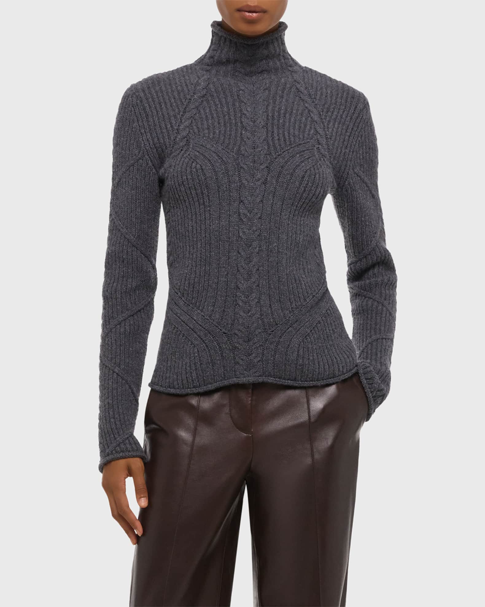 Helmut Lang Cable Turtleneck Sweater | Neiman Marcus
