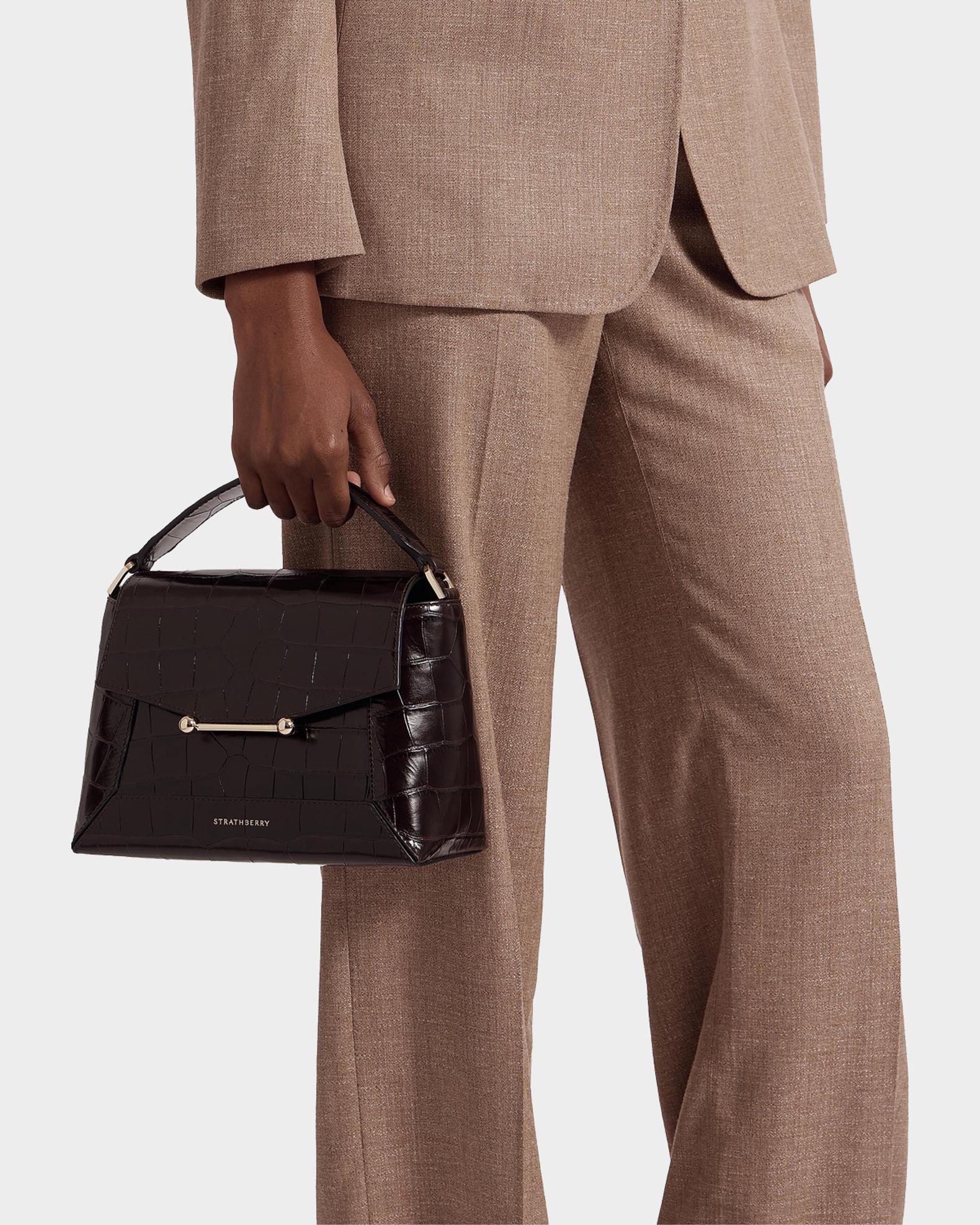 STRATHBERRY Mosaic Croc-Embossed Leather Top-Handle Bag | Neiman Marcus