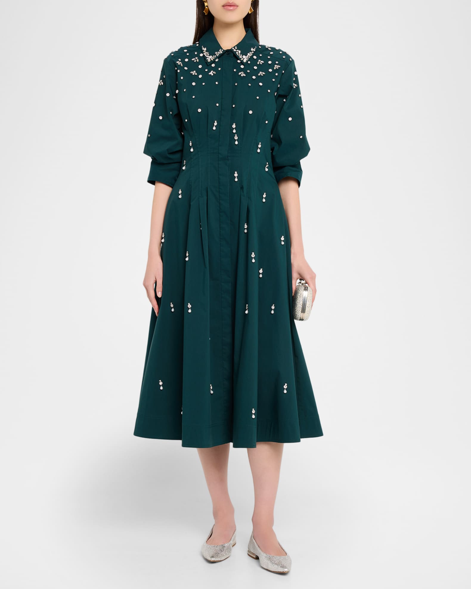 white christmas dresses Jazz Embellished Midi Dress