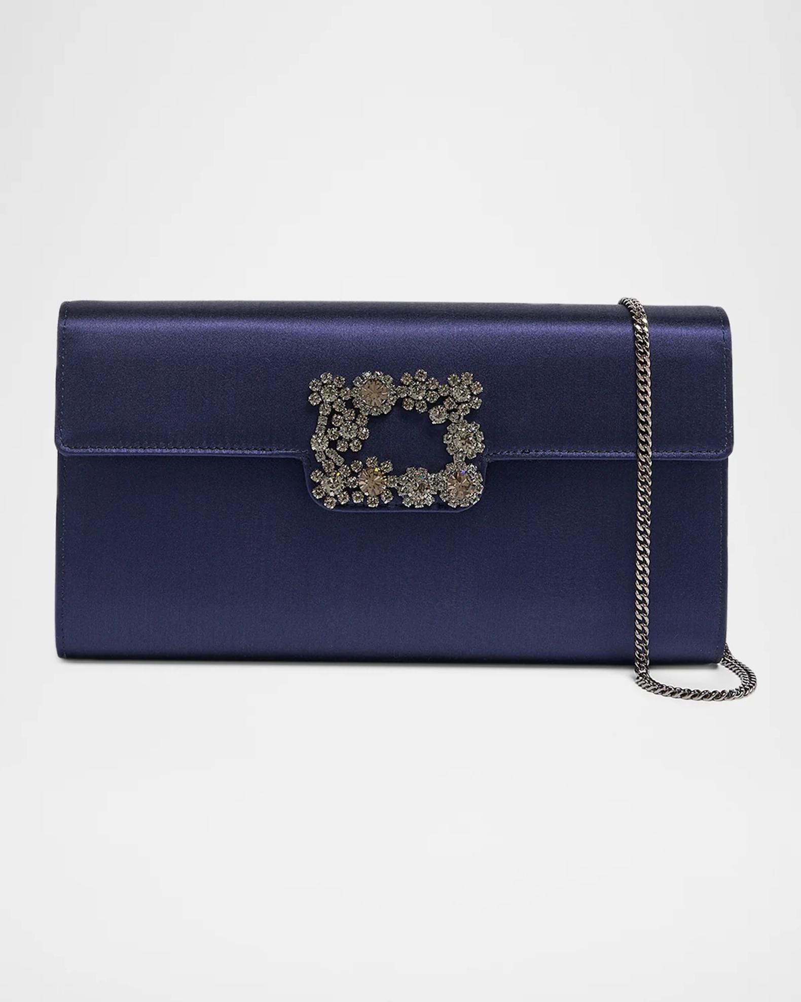 Roger Vivier Efflorescence Satin Clutch Bag | Neiman Marcus