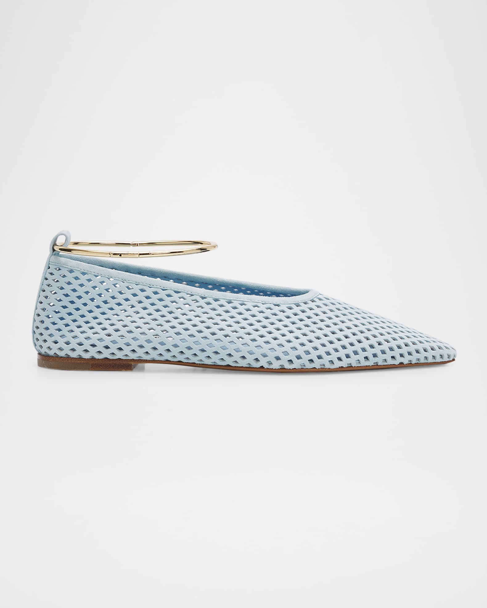 Jil Sander Ring Perforated Suede Ballerina Flats | Neiman Marcus