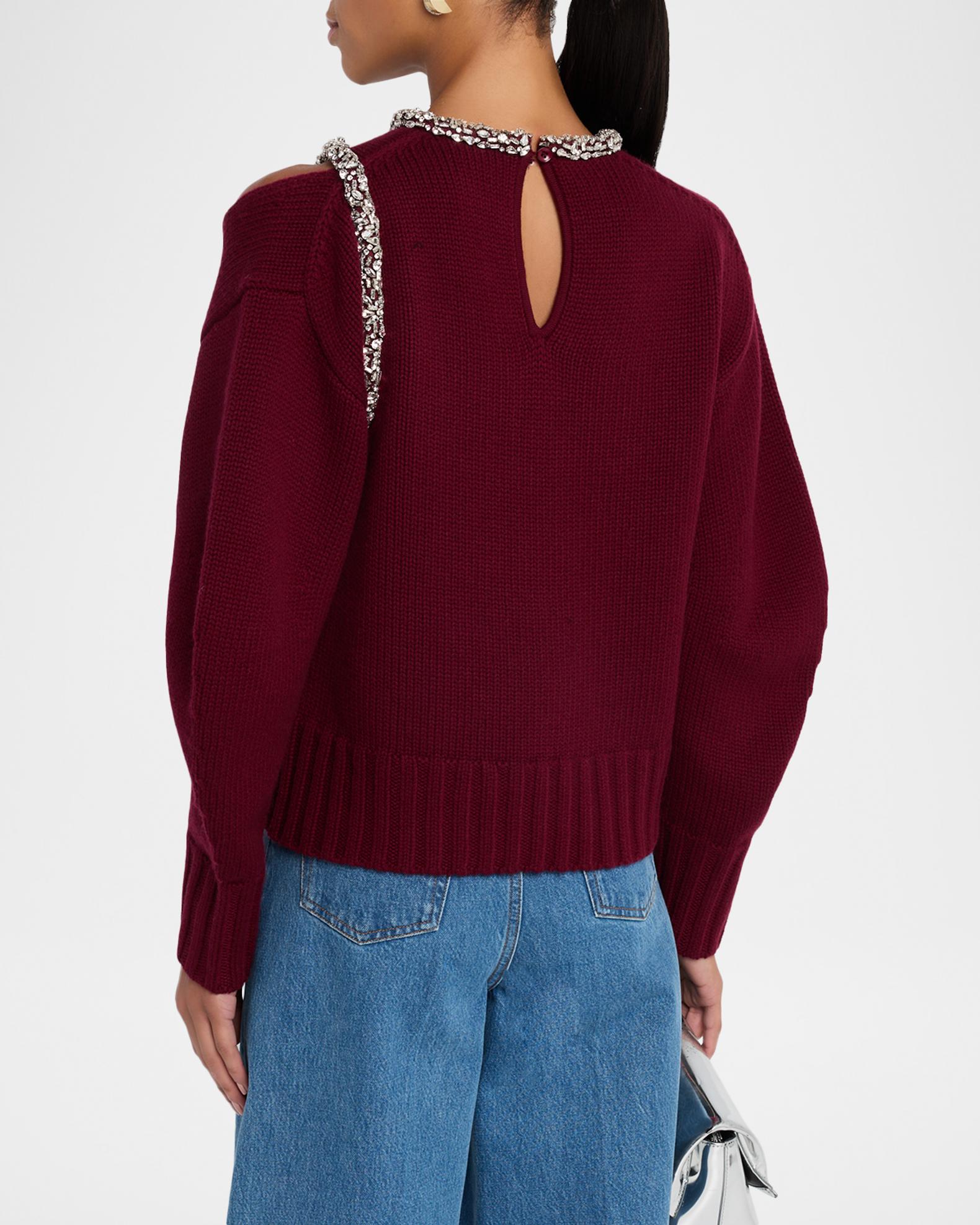 SIMKHAI Monroe Embellished Cut-Out Sweater | Neiman Marcus