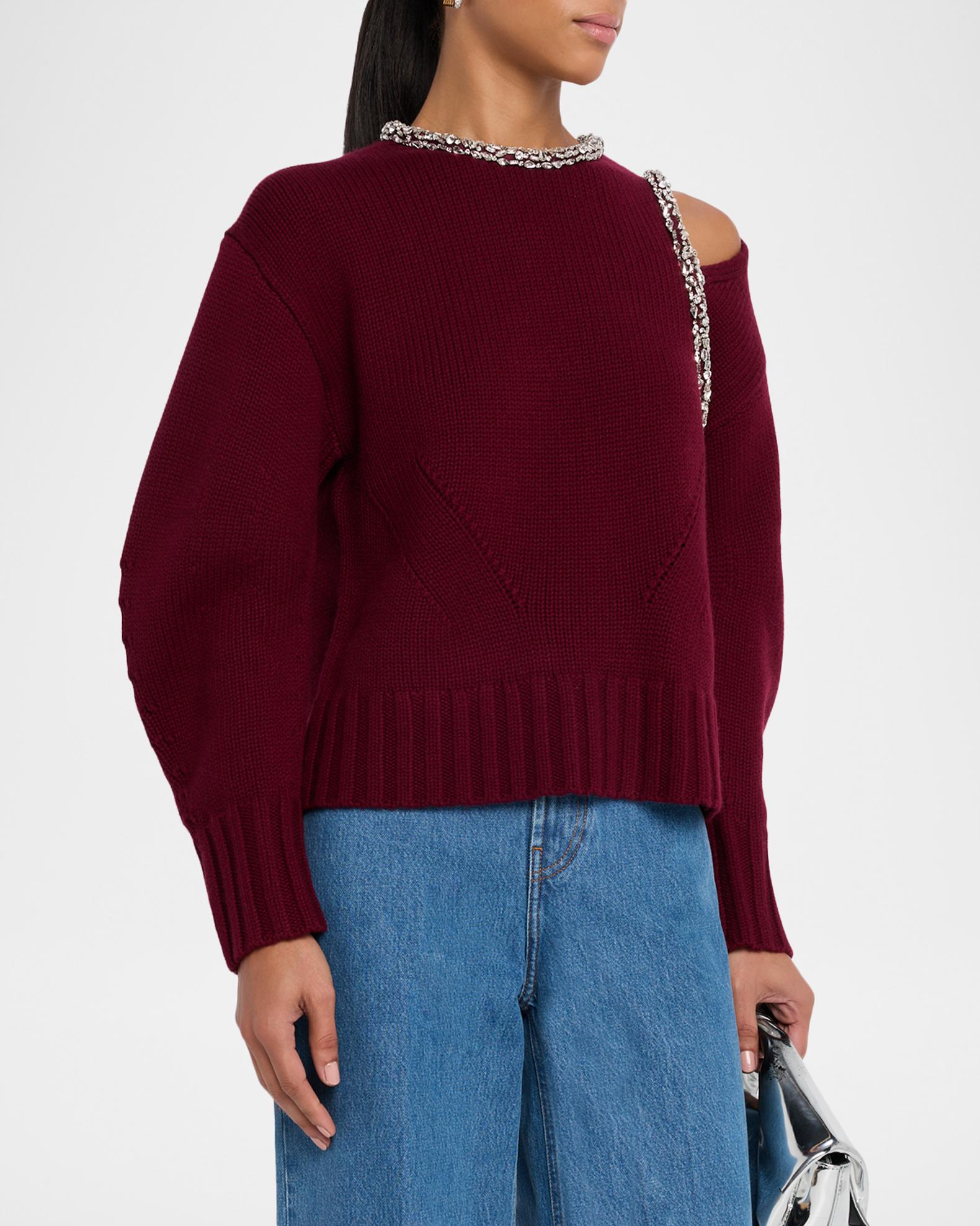 SIMKHAI Monroe Embellished Cut-Out Sweater | Neiman Marcus