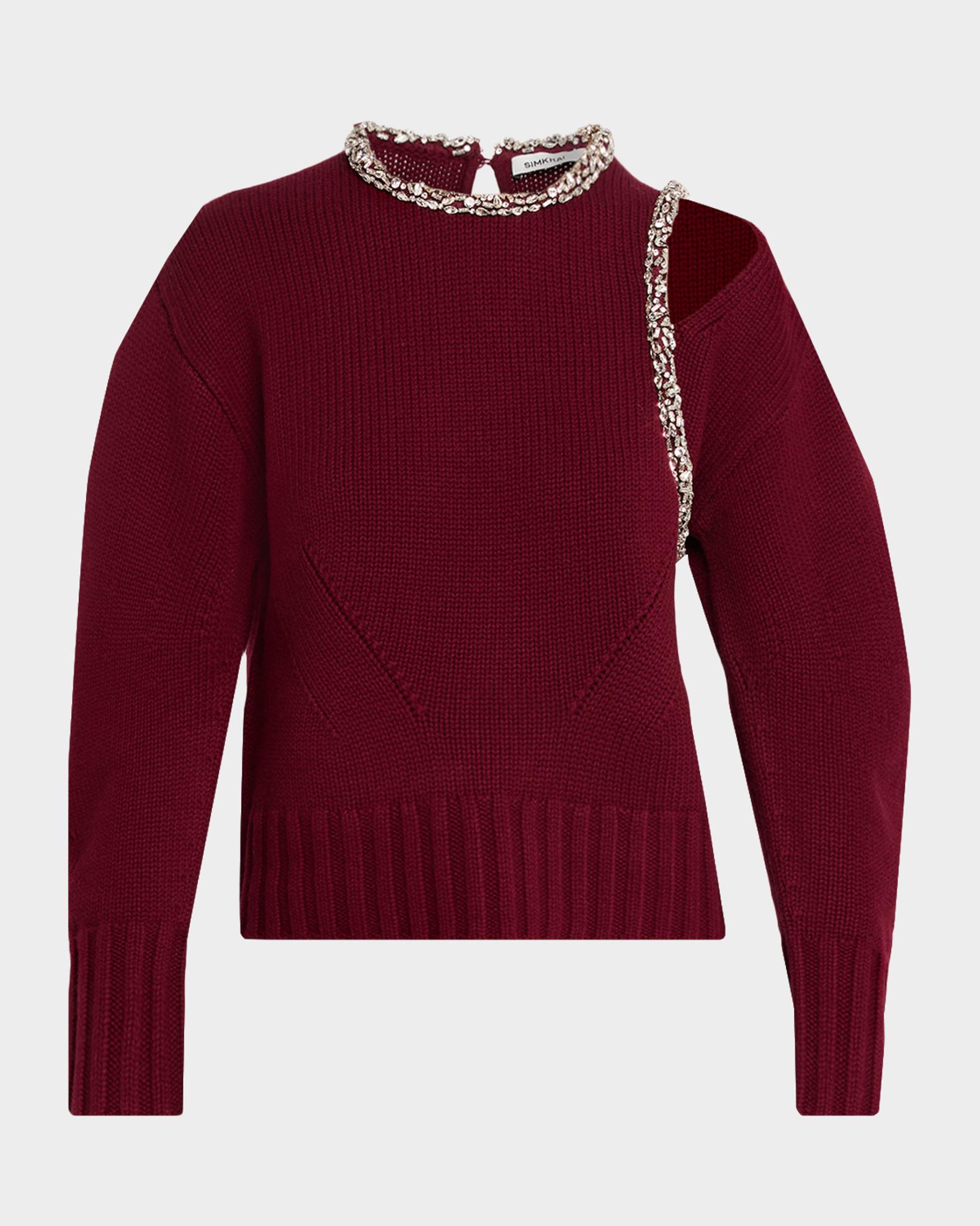 SIMKHAI Monroe Embellished Cut-Out Sweater | Neiman Marcus