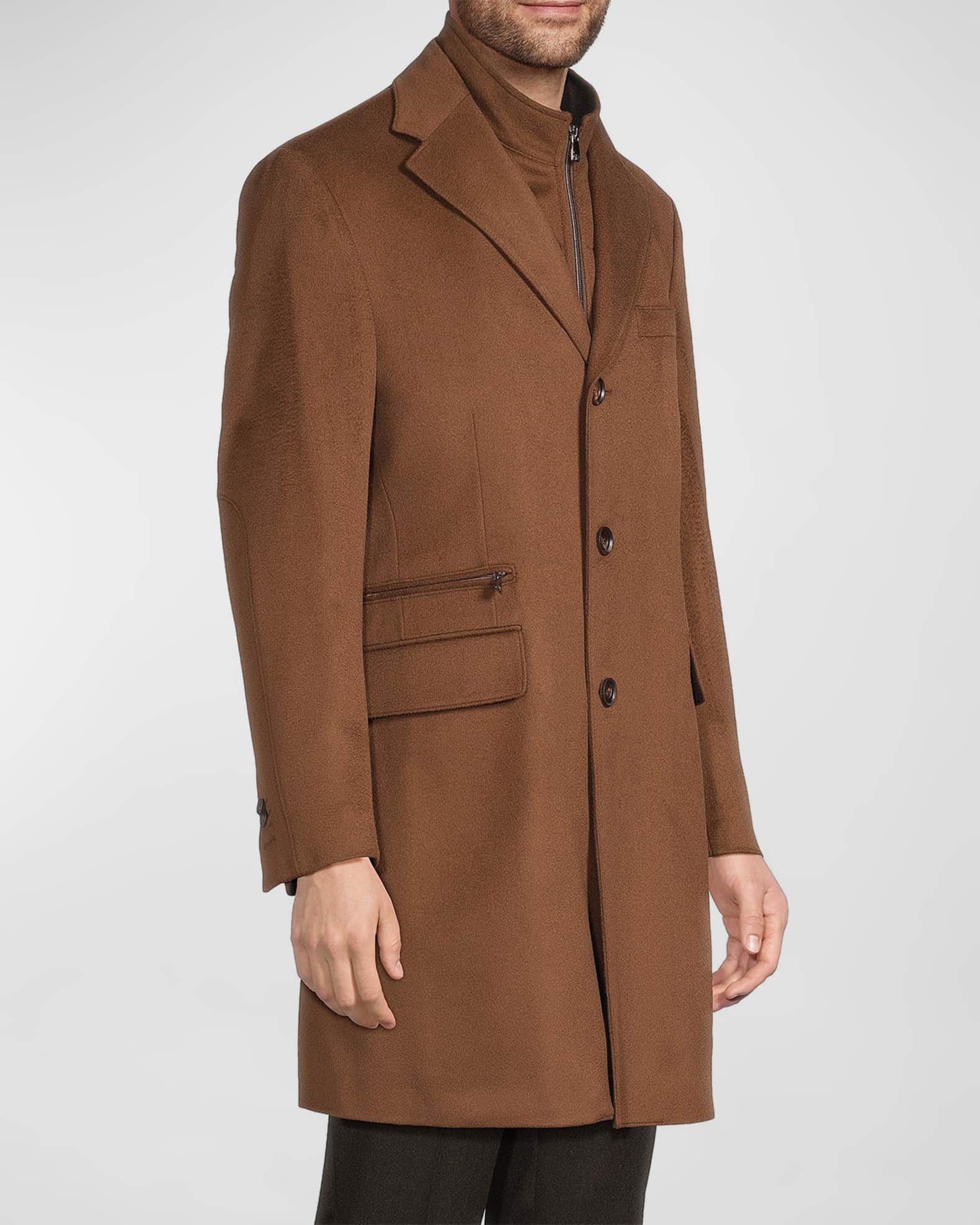 Corneliani Men's Virgin Wool Single-Breasted Top Coat with Zip